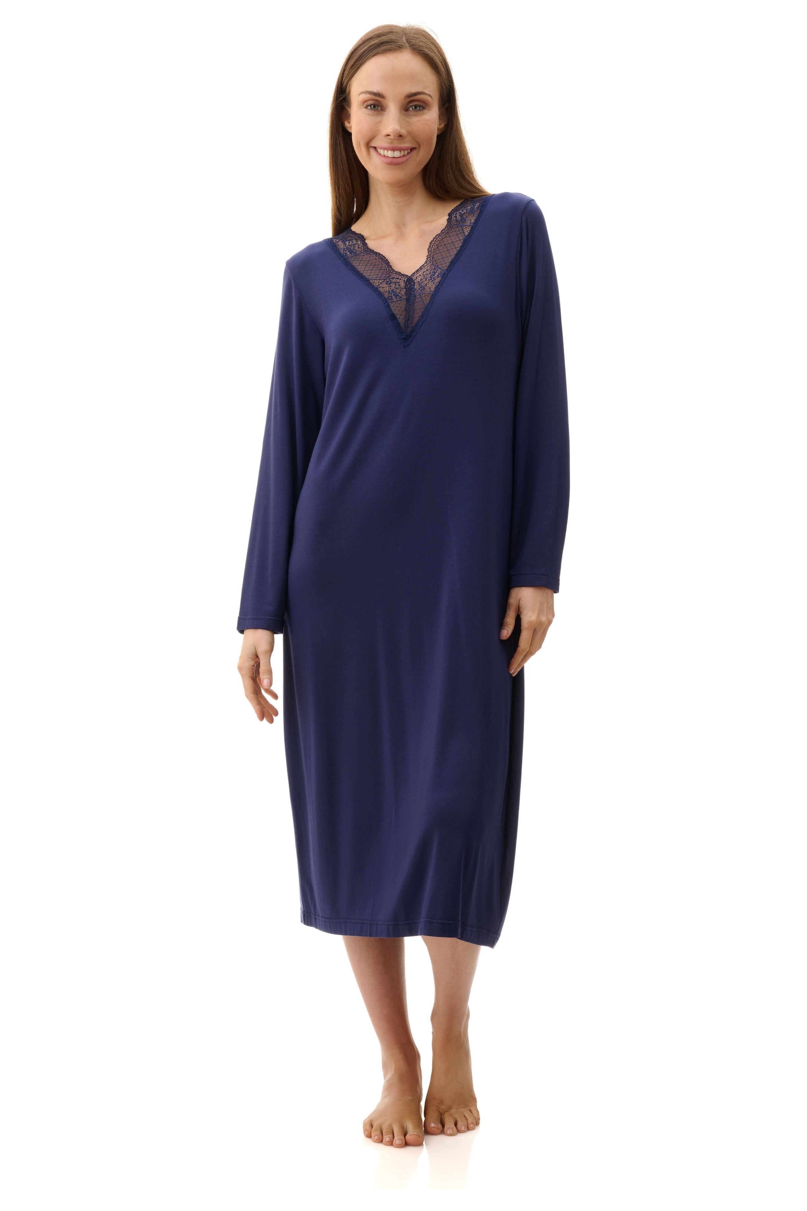 Givoni Modal & Lace Knit Mid Nightie -Navy(S Only)