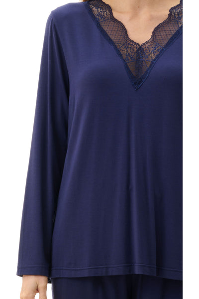 Givoni Modal & Lace Knit Pyjama -Navy(S & L)