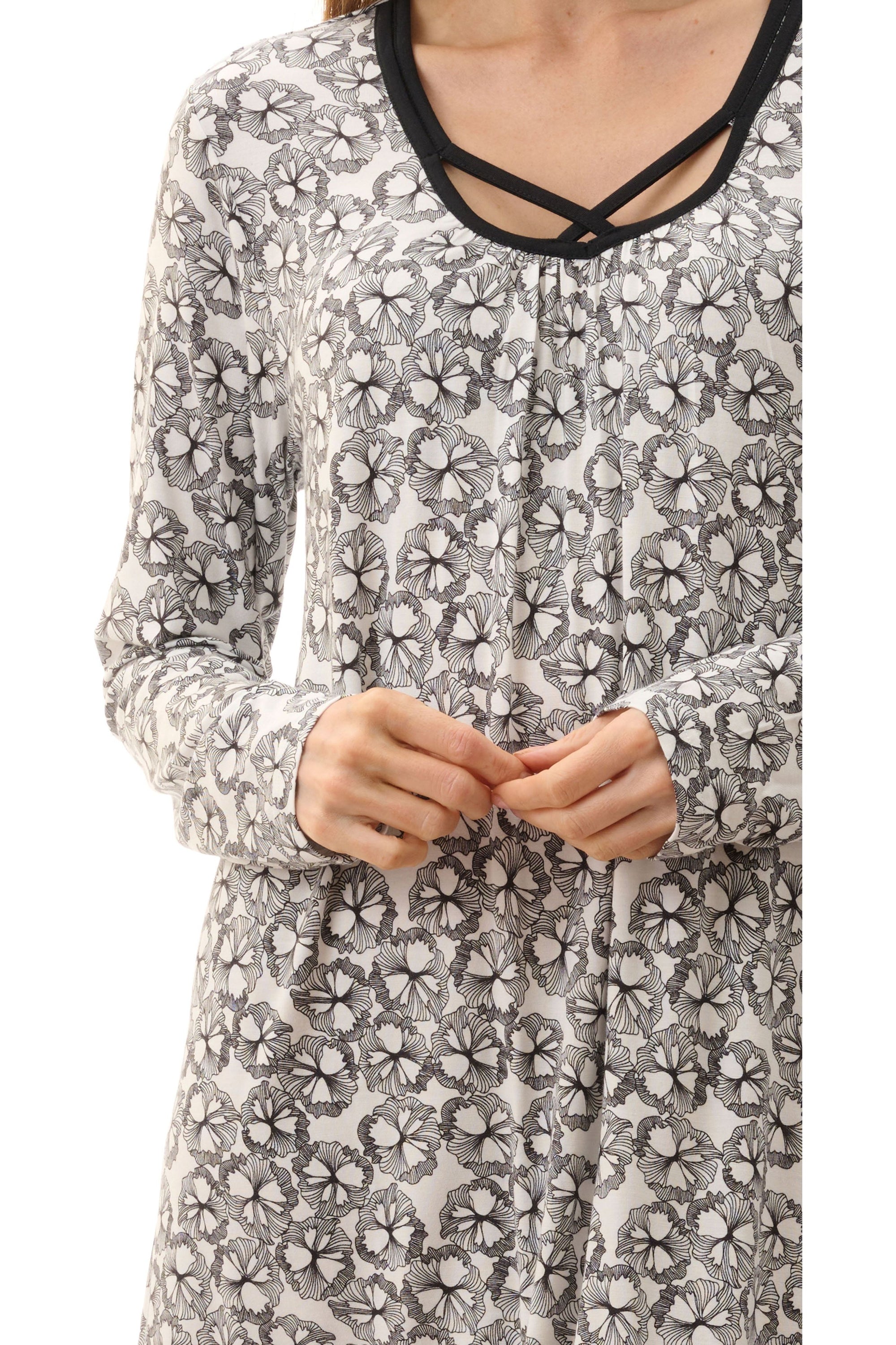 Givoni Rita Modal Knit Short Nightie -Ivory/Black(S Only)