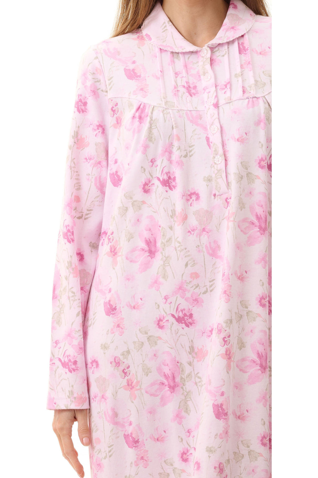Givoni Leah Cotton Interlock Long Nightie -Pink(XL Only)