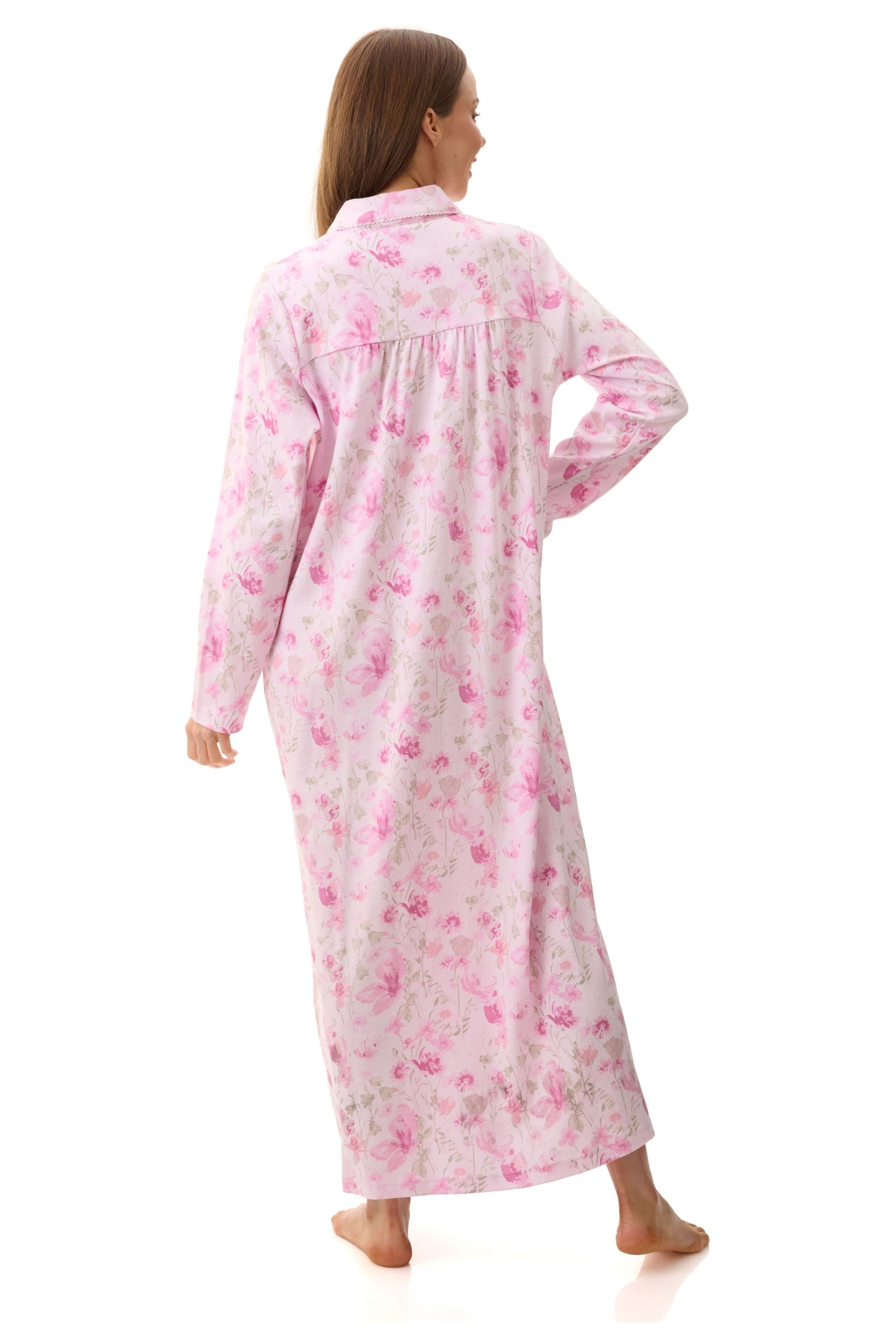Givoni Leah Cotton Interlock Long Nightie -Pink(XL Only)