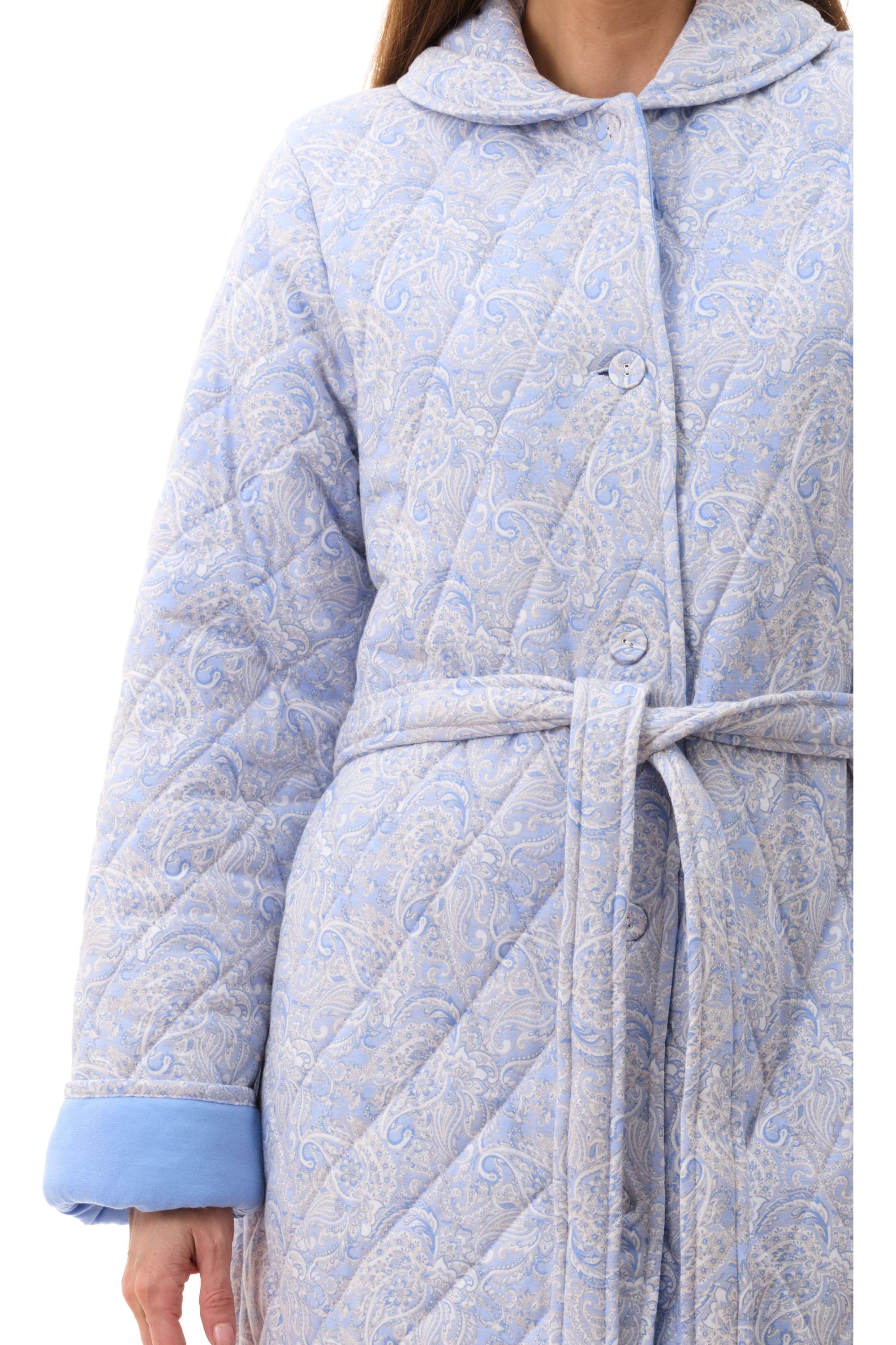 Givoni Allegra Mid Length Quilted Button Gown -Blue(XL Only)