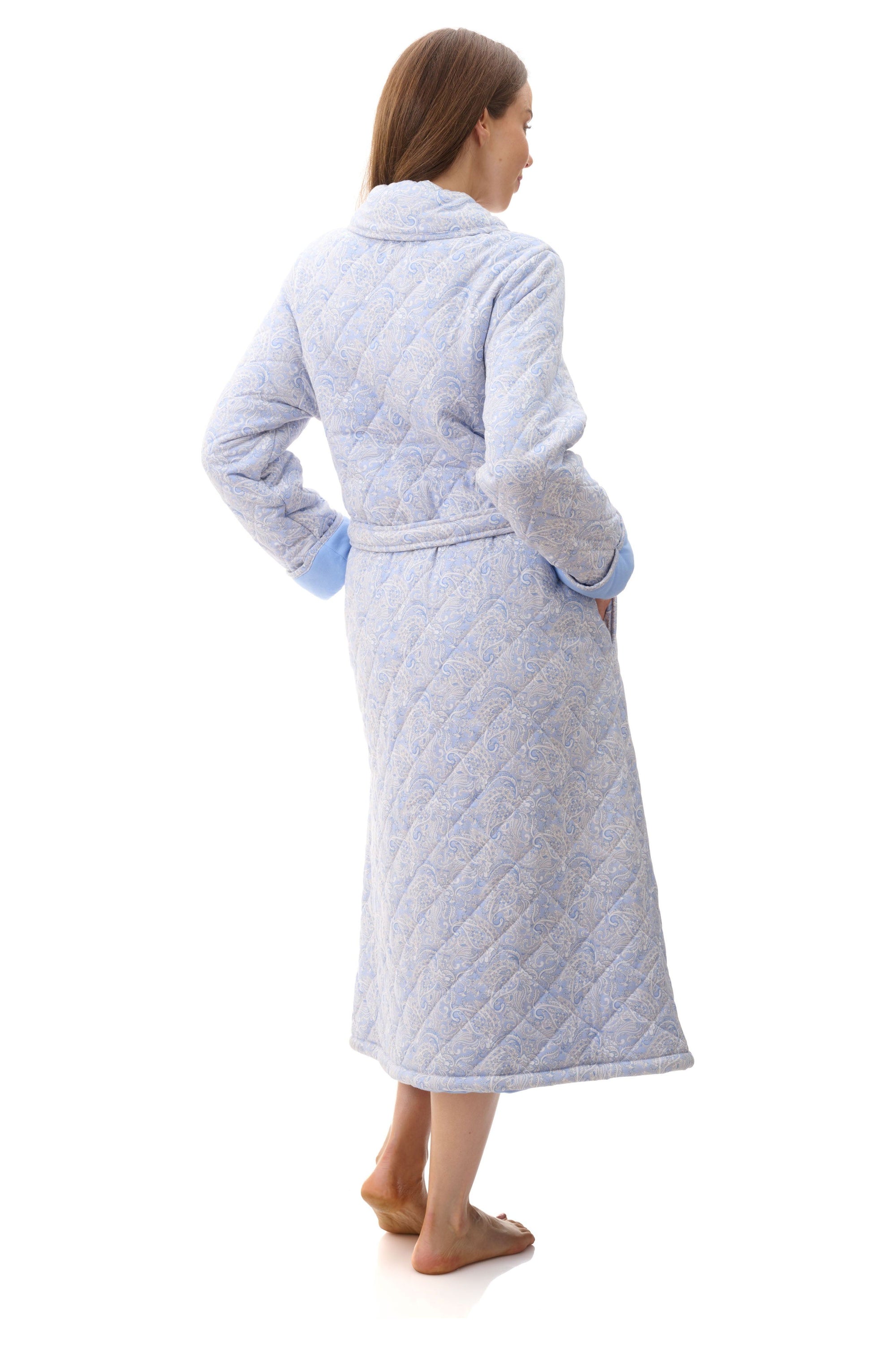 Givoni Allegra Mid Length Quilted Button Gown -Blue(XL Only)