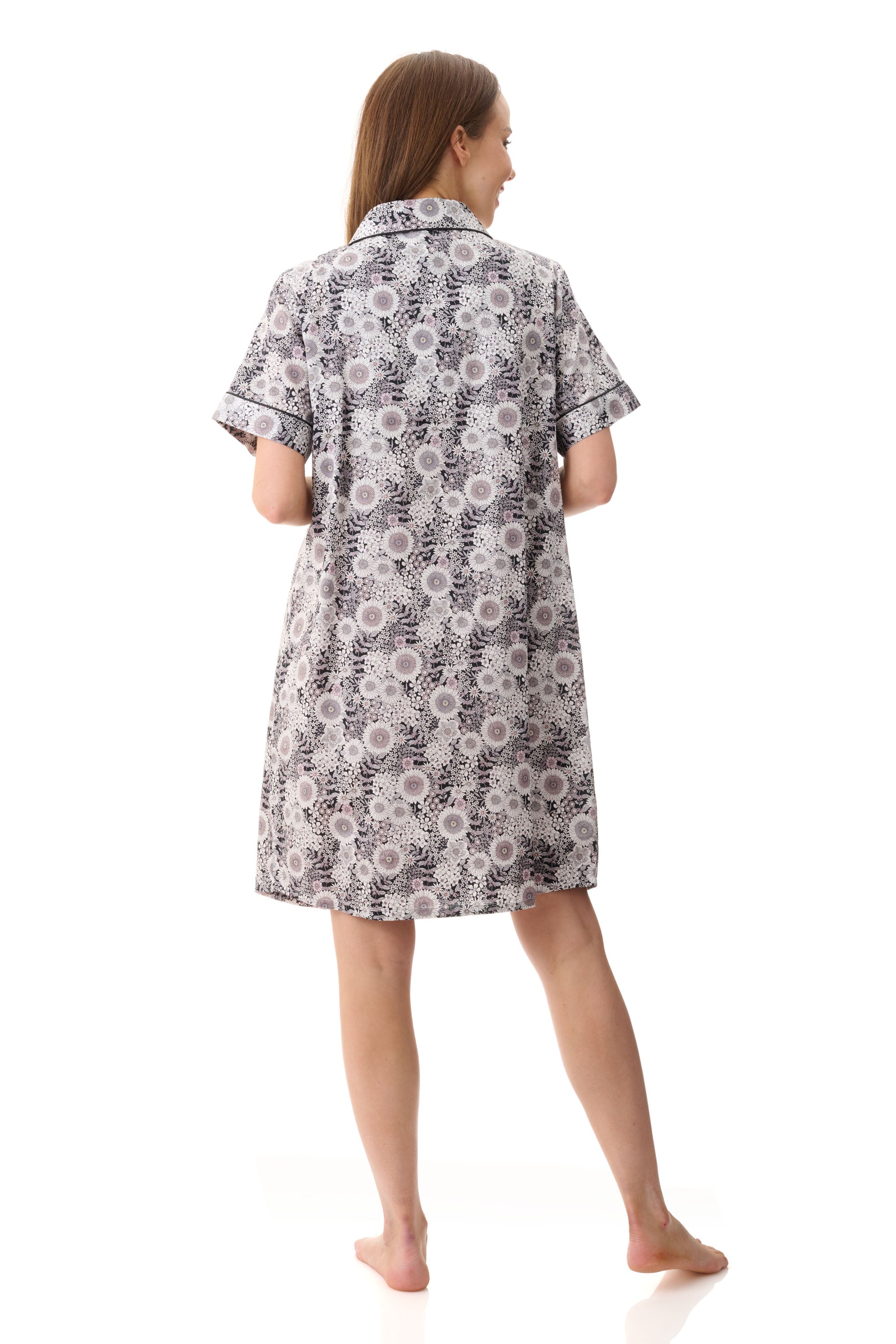 Givoni Quill Cotton Short Sleepshirt -Black