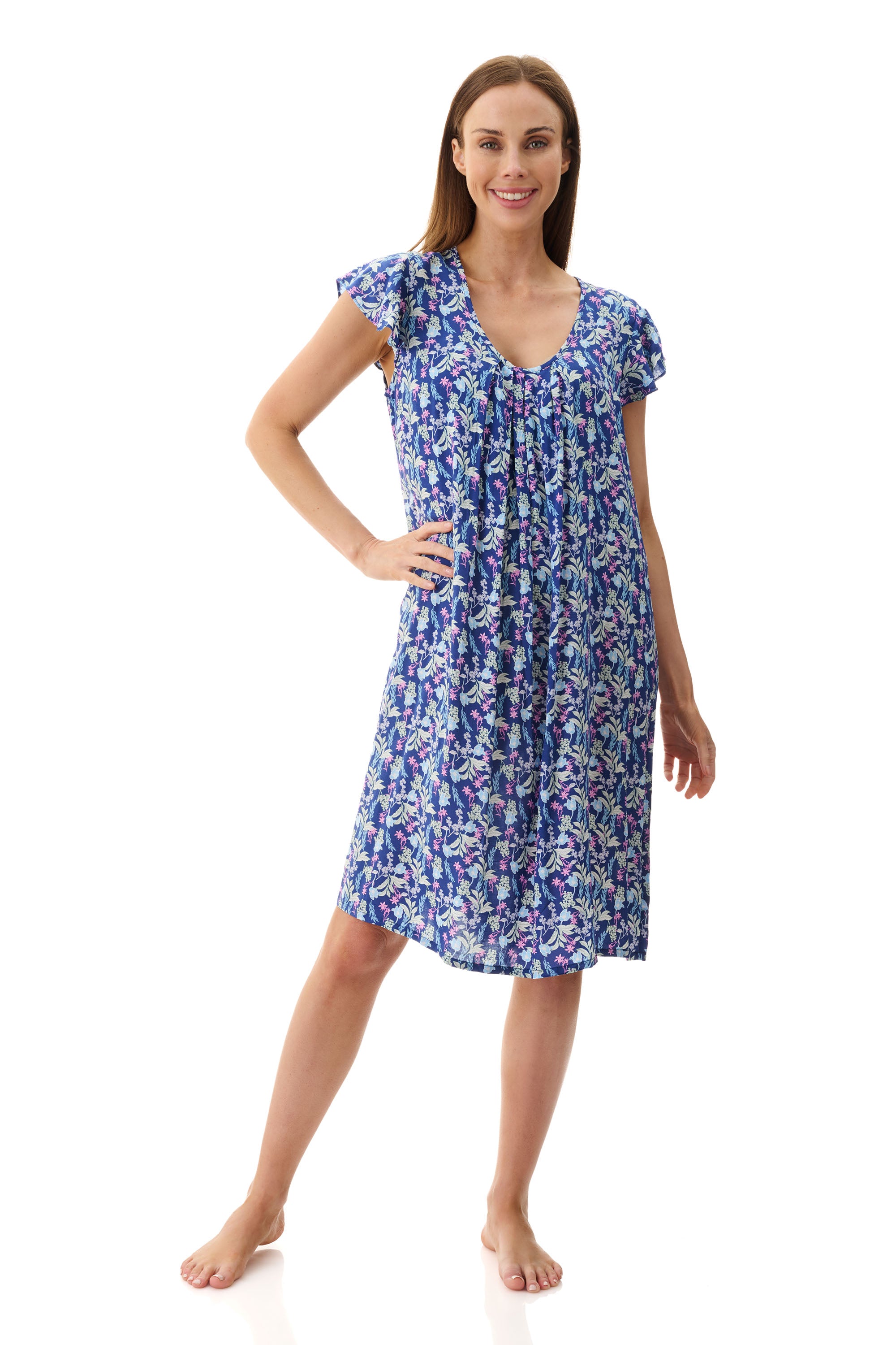 Givoni Maria Cap Sleeve Viscose Short Nightie -Navy