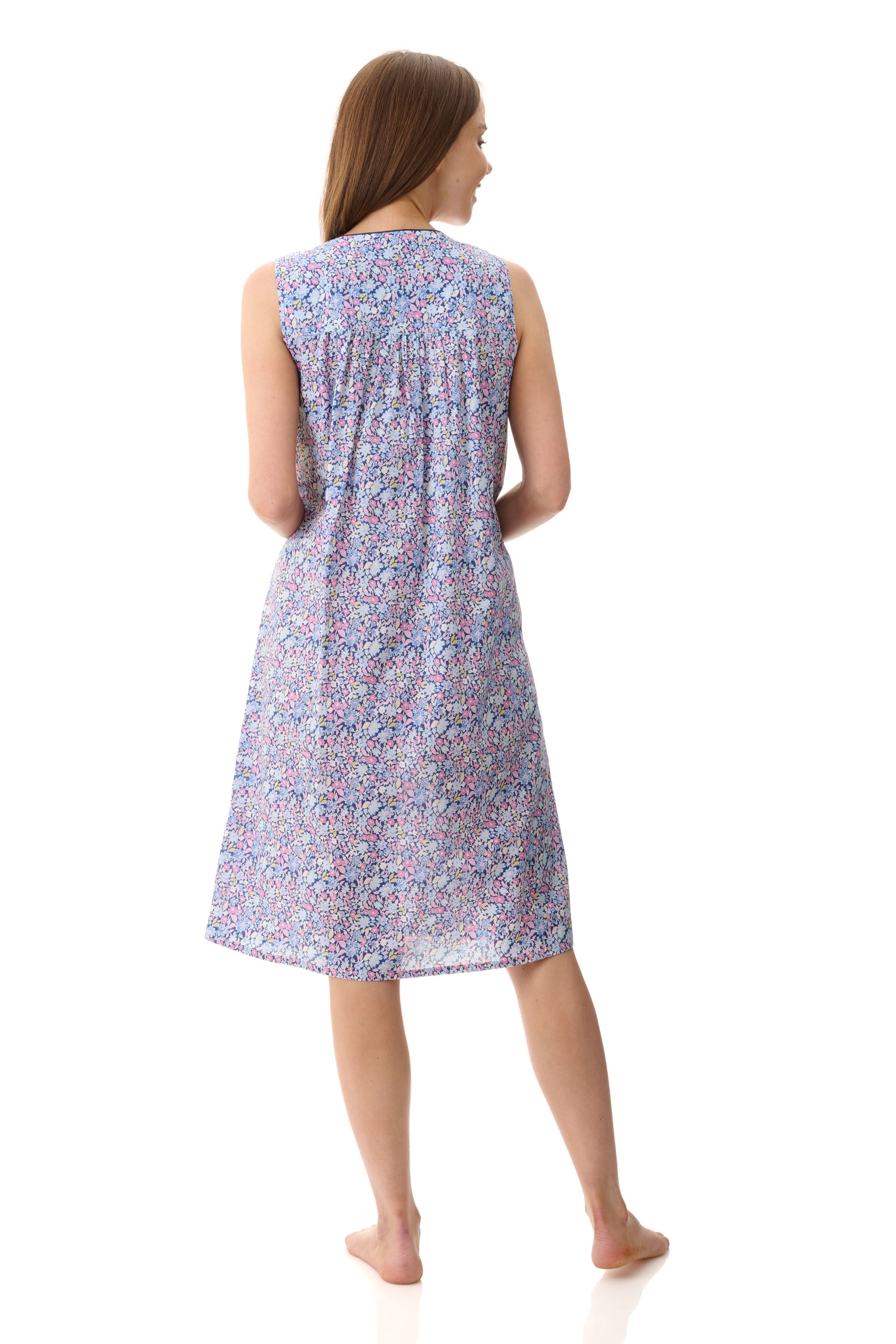 Givoni Daisy Sleeveless Cotton Short Nightie -Navy