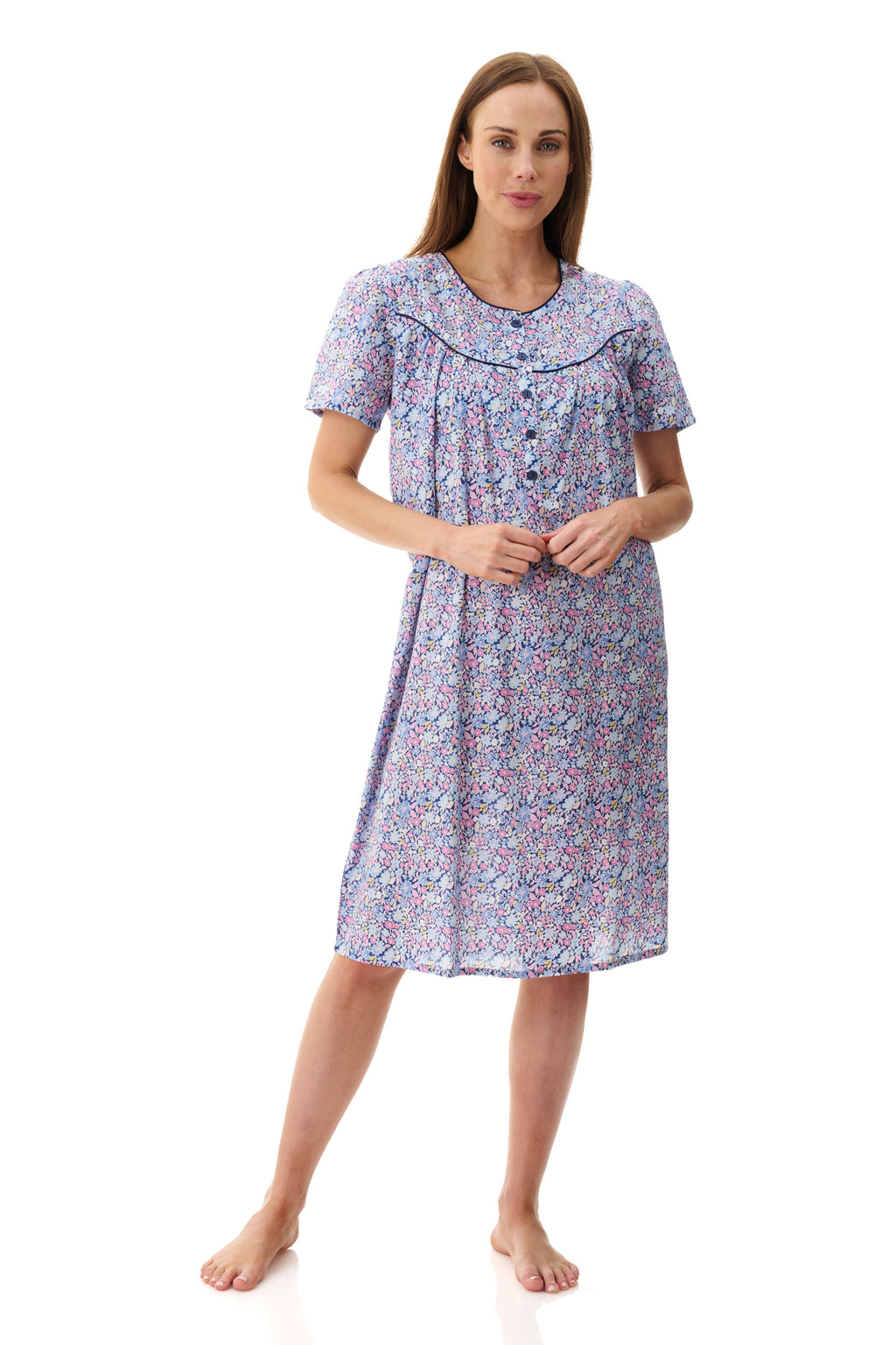 Givoni Daisy Short Sleeve Cotton Short Nightie -Navy
