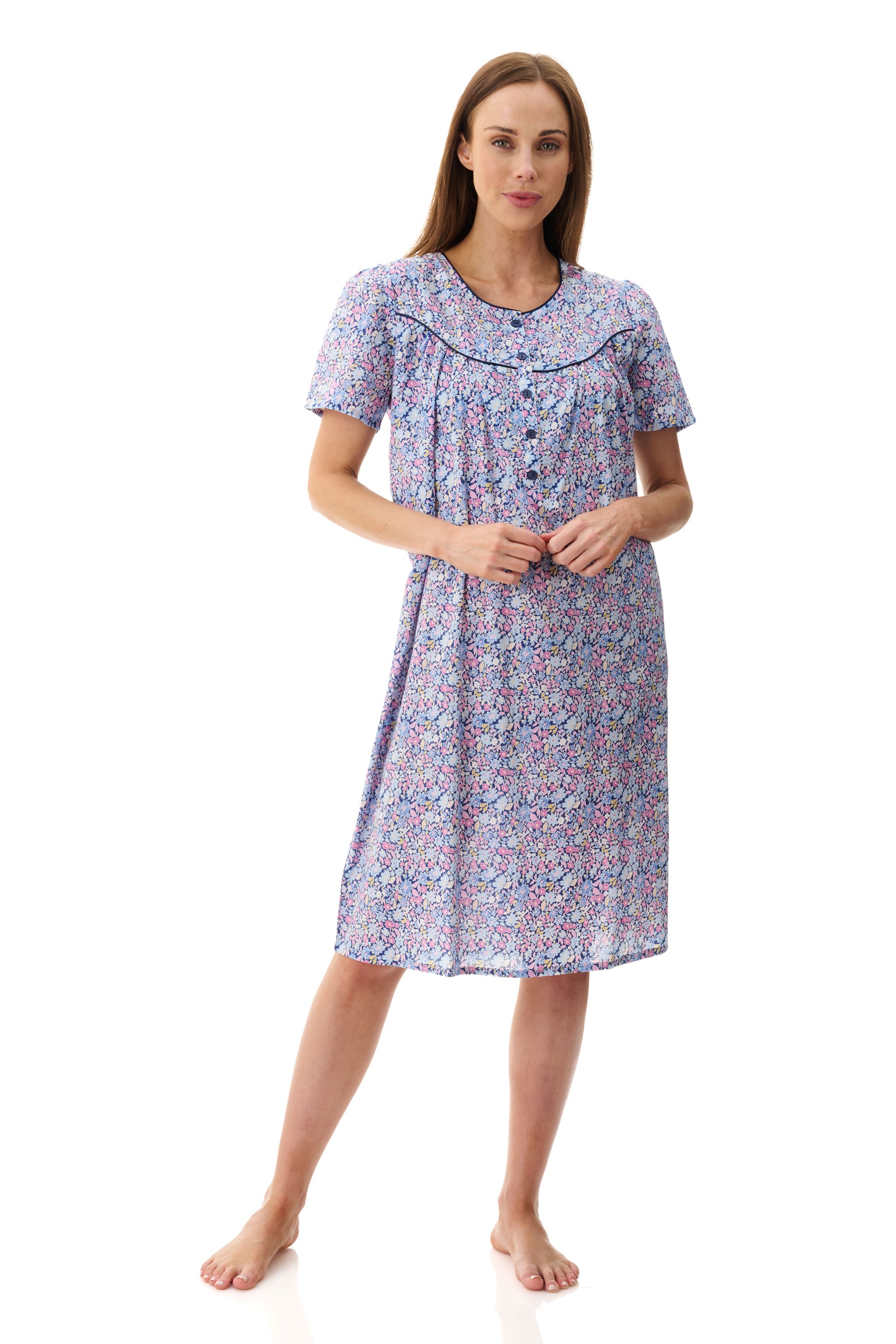 Givoni Daisy Short Sleeve Cotton Short Nightie -Navy