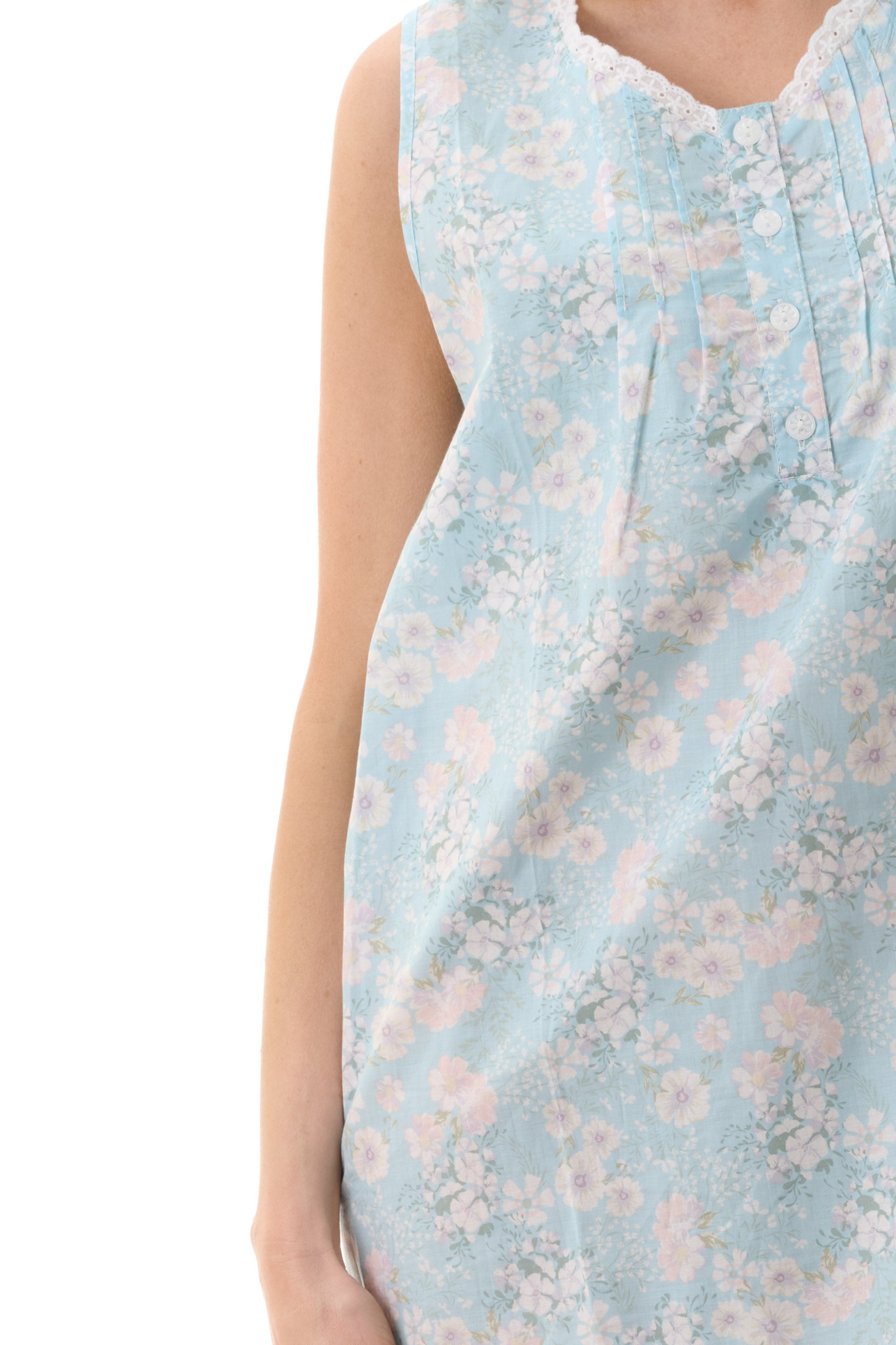 Givoni Cora Sleeveless Cotton Short Nightie -Mint(S/M/L)