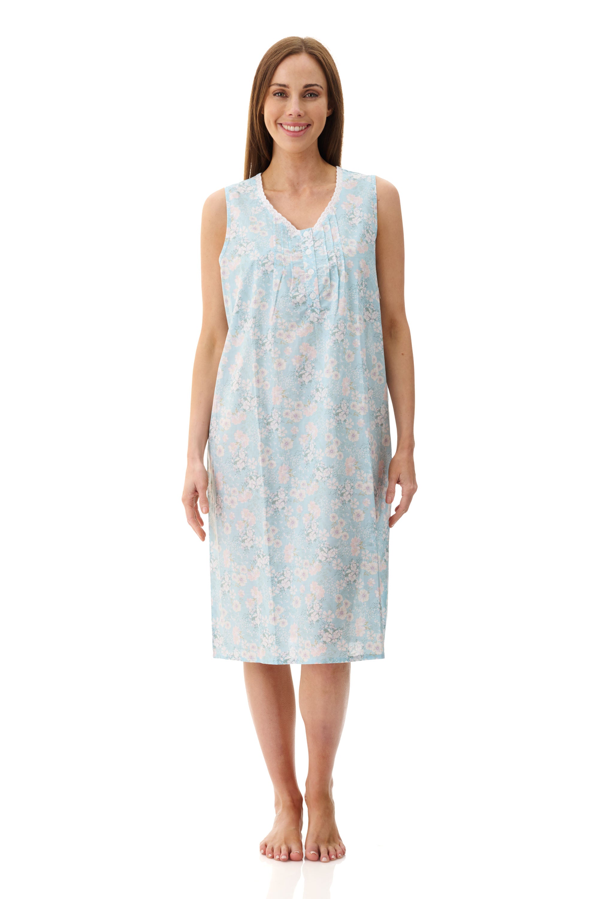 Givoni Cora Sleeveless Cotton Short Nightie -Mint(S/M/L)