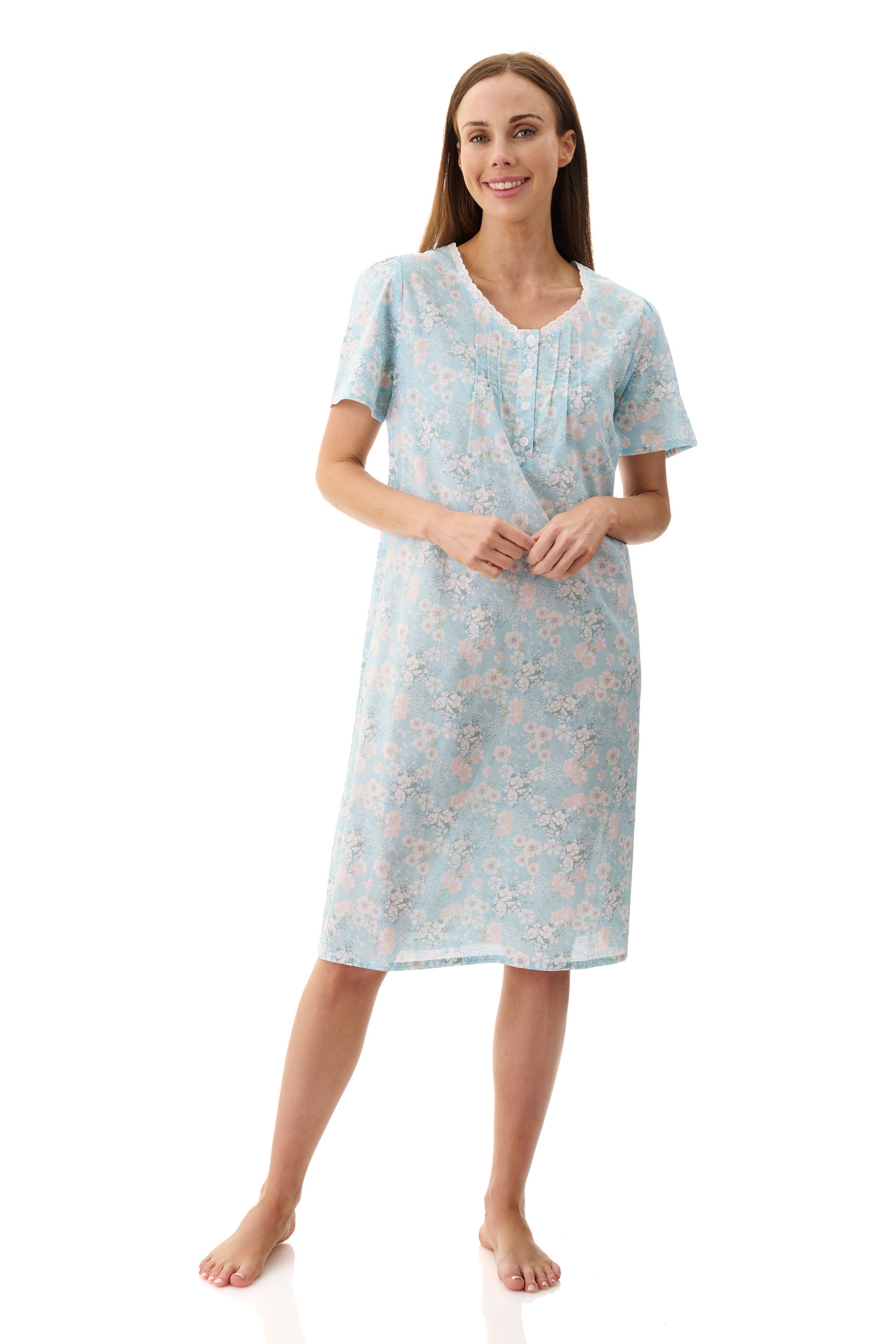 Givoni Cora Short Sleeve Cotton Short Nightie -Mint(L & XL)
