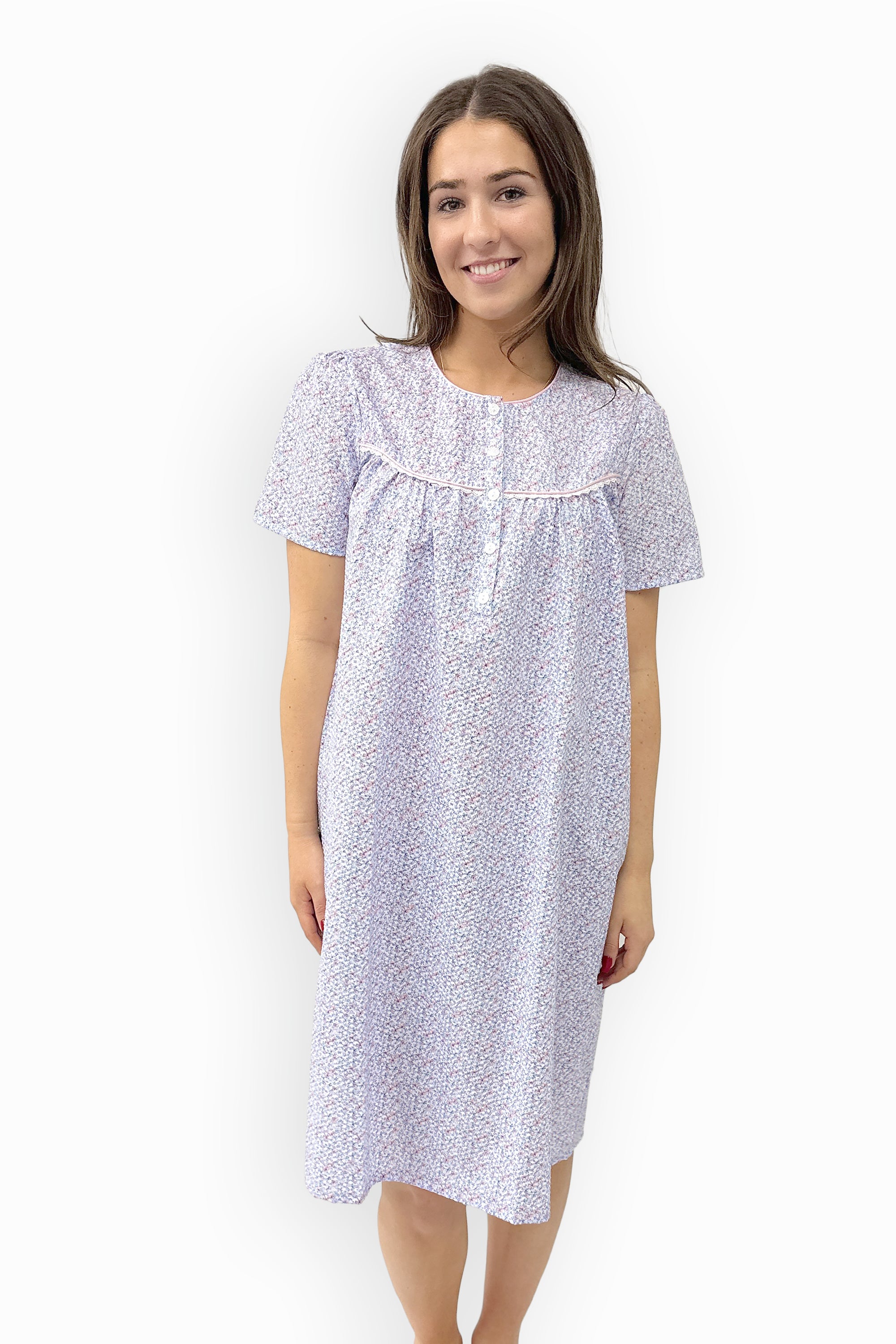 Givoni Grace Short Sleeve Seersucker Short Nightie -Pink