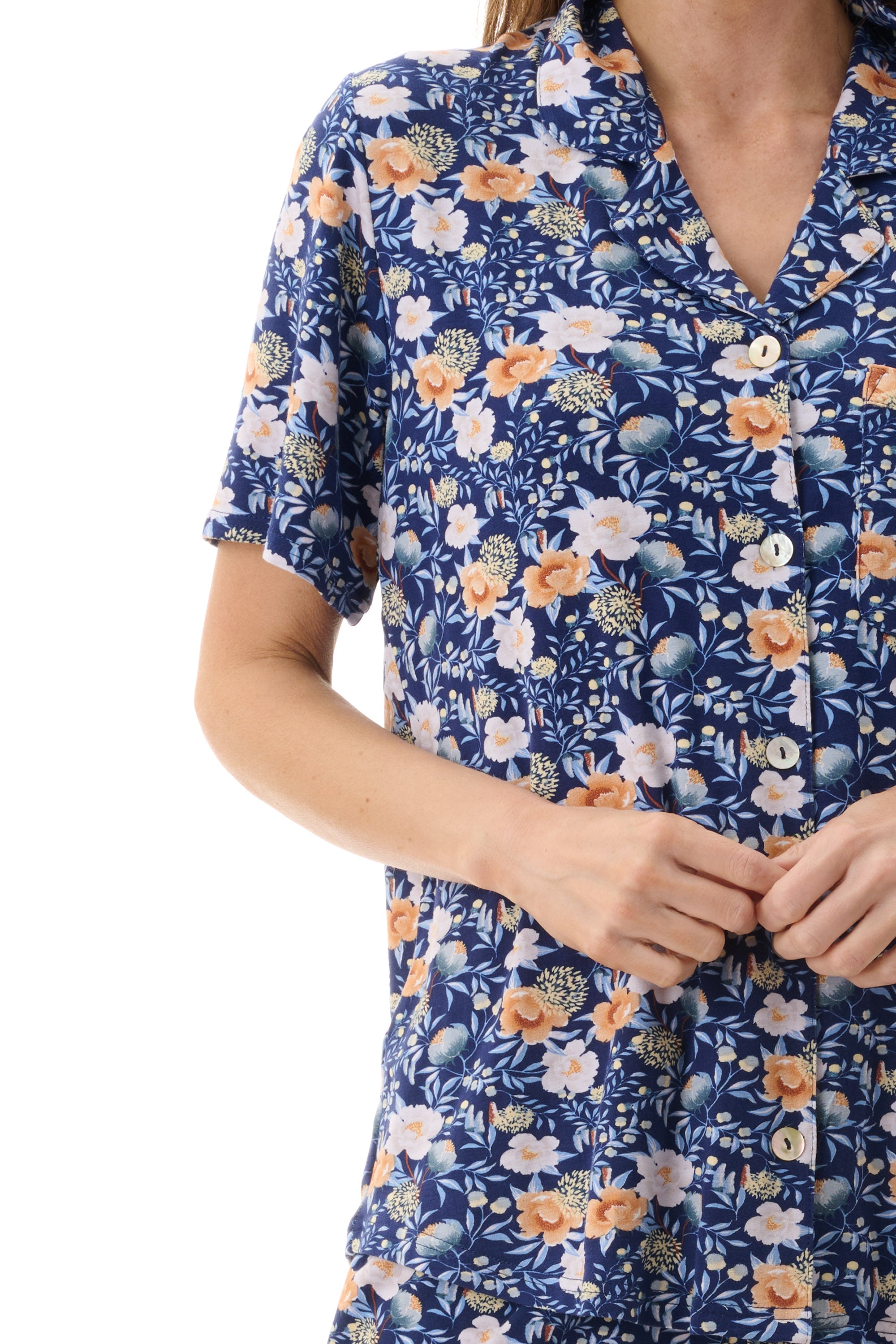 Givoni Sandra Viscose Knit Short Leg Pyjama -Navy