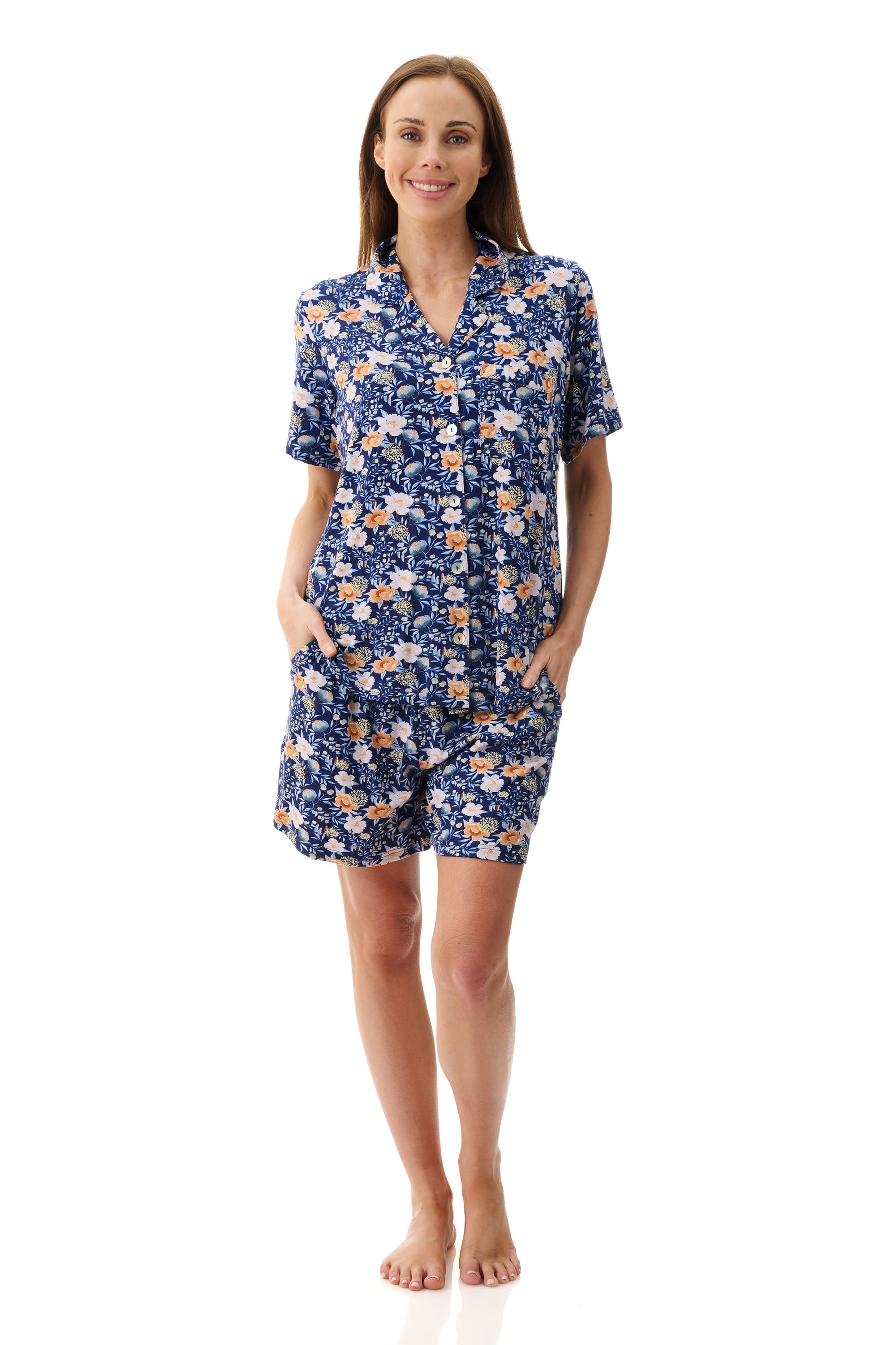 Givoni Sandra Viscose Knit Short Leg Pyjama -Navy