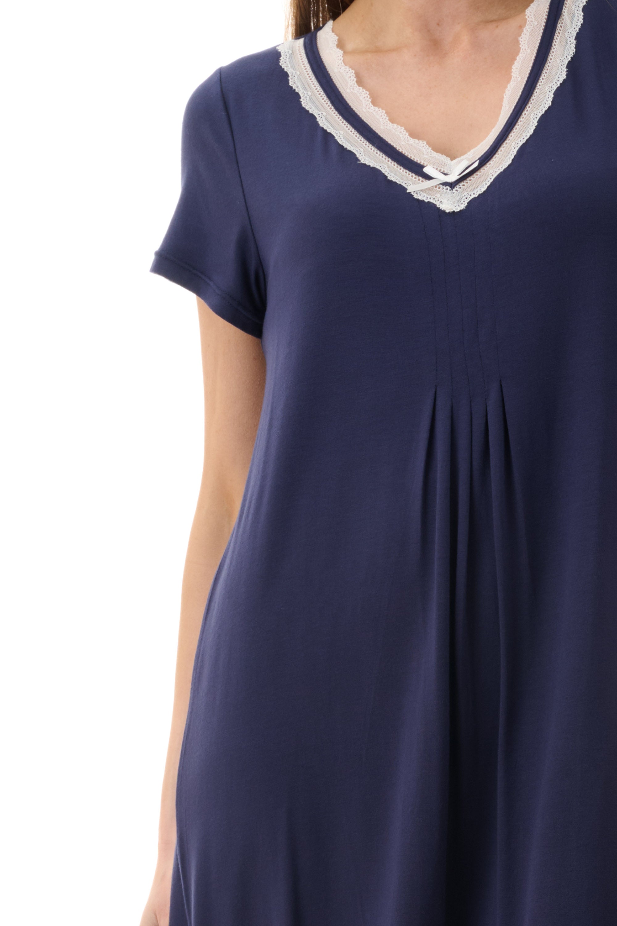 Givoni Modal Knit Short Sleeve Nightie with Inner Bra-Navy