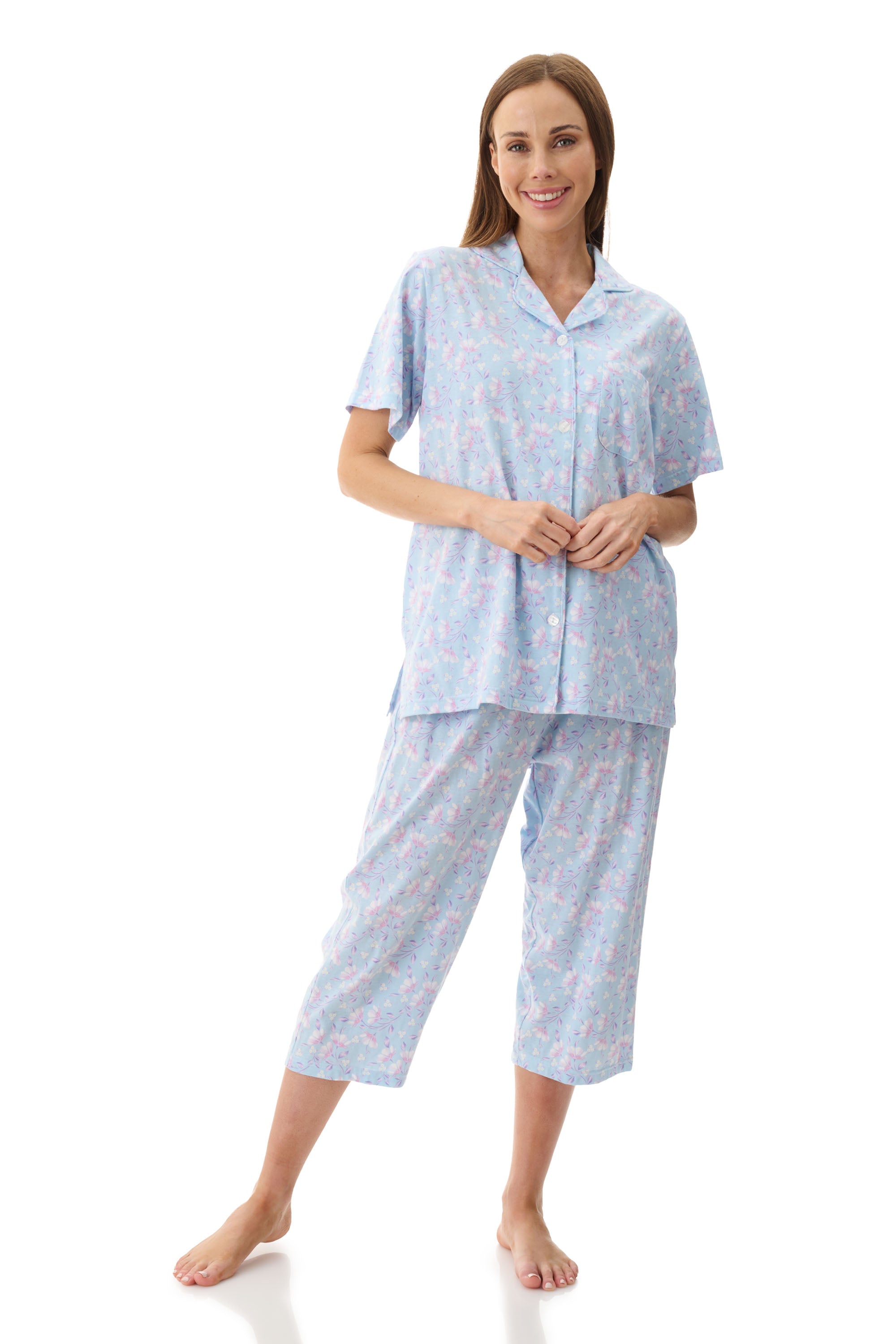 Givoni Val Cotton Knit Capri Leg Pyjama -Aqua