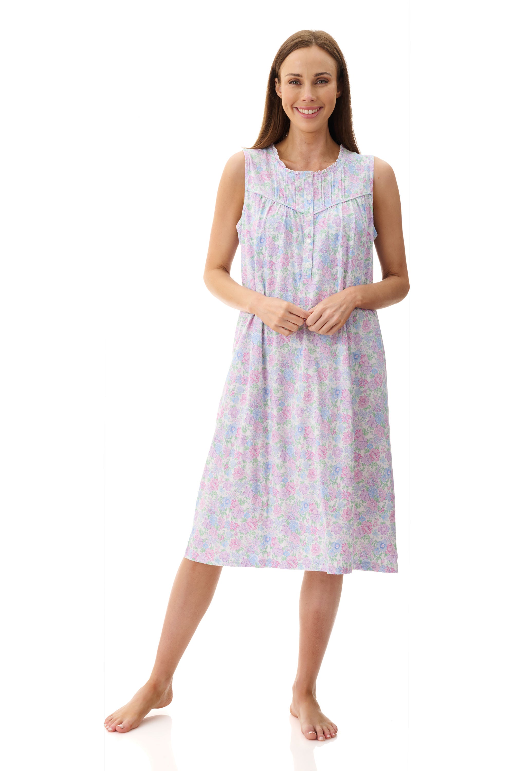 Givoni Molly Cotton Knit Sleeveless Short Nightie -Multi(M/L/XL)
