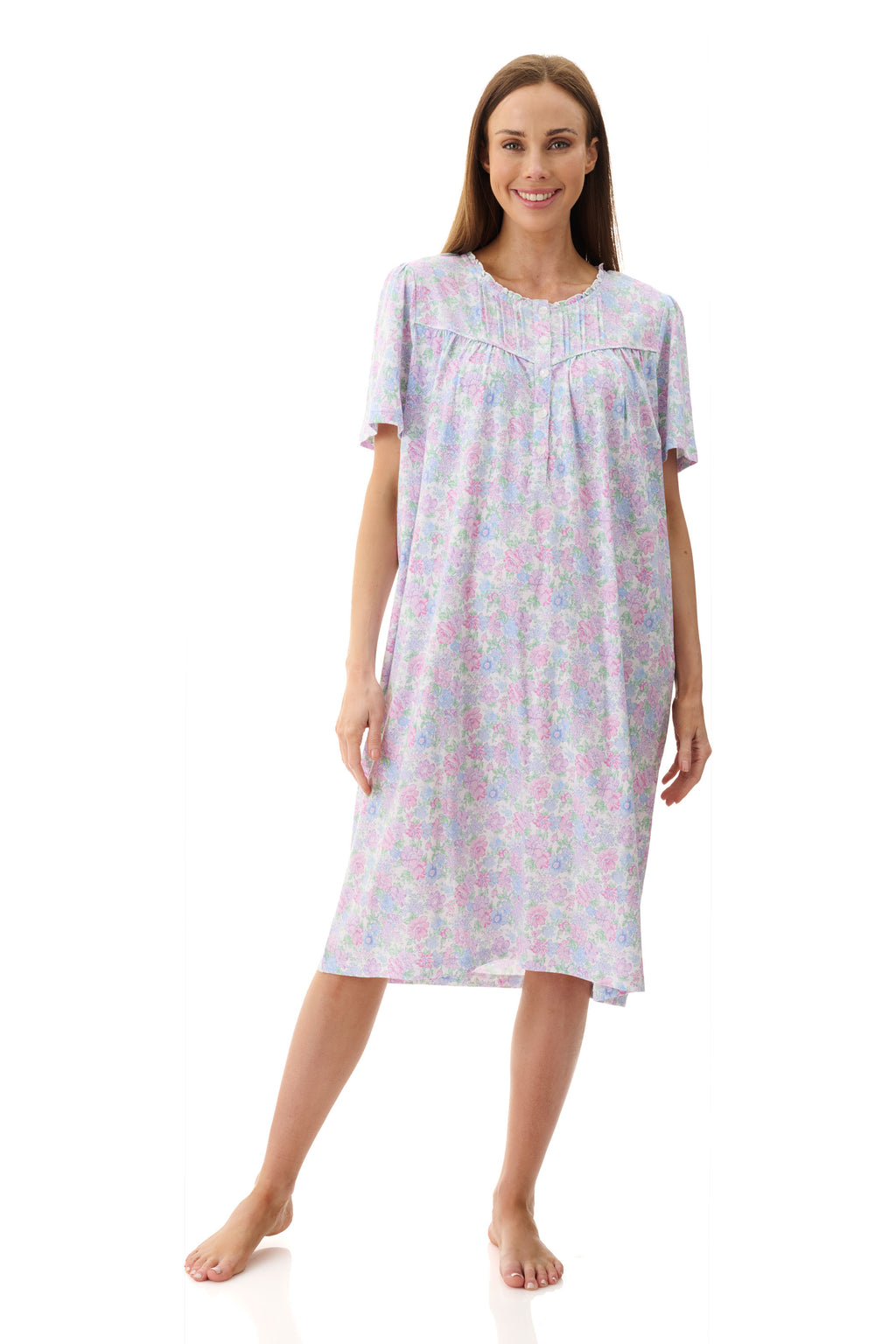 Givoni Molly Cotton Knit Short Sleeve Short Nightie -Multi(S/M/L/XL/2X)