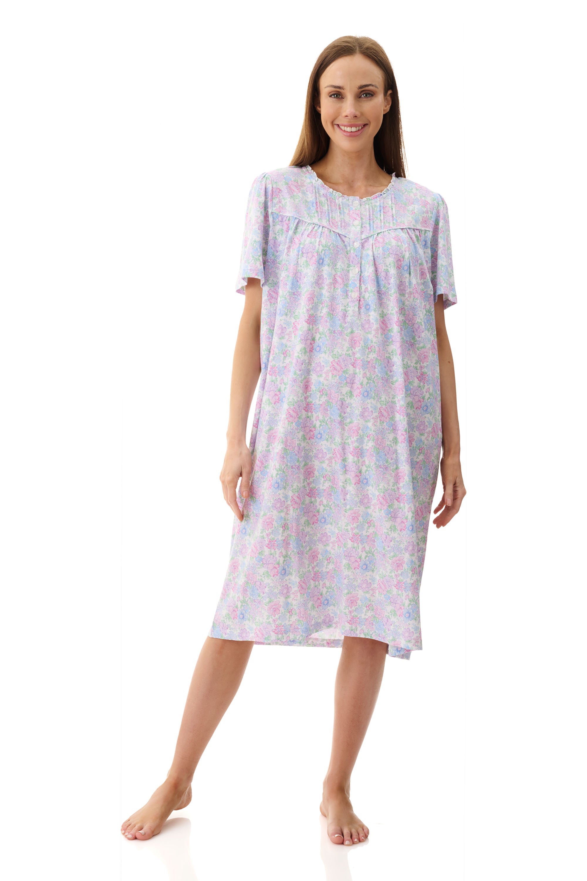 Givoni Molly Cotton Knit Short Sleeve Short Nightie -Multi(S/M/L/XL/2X)