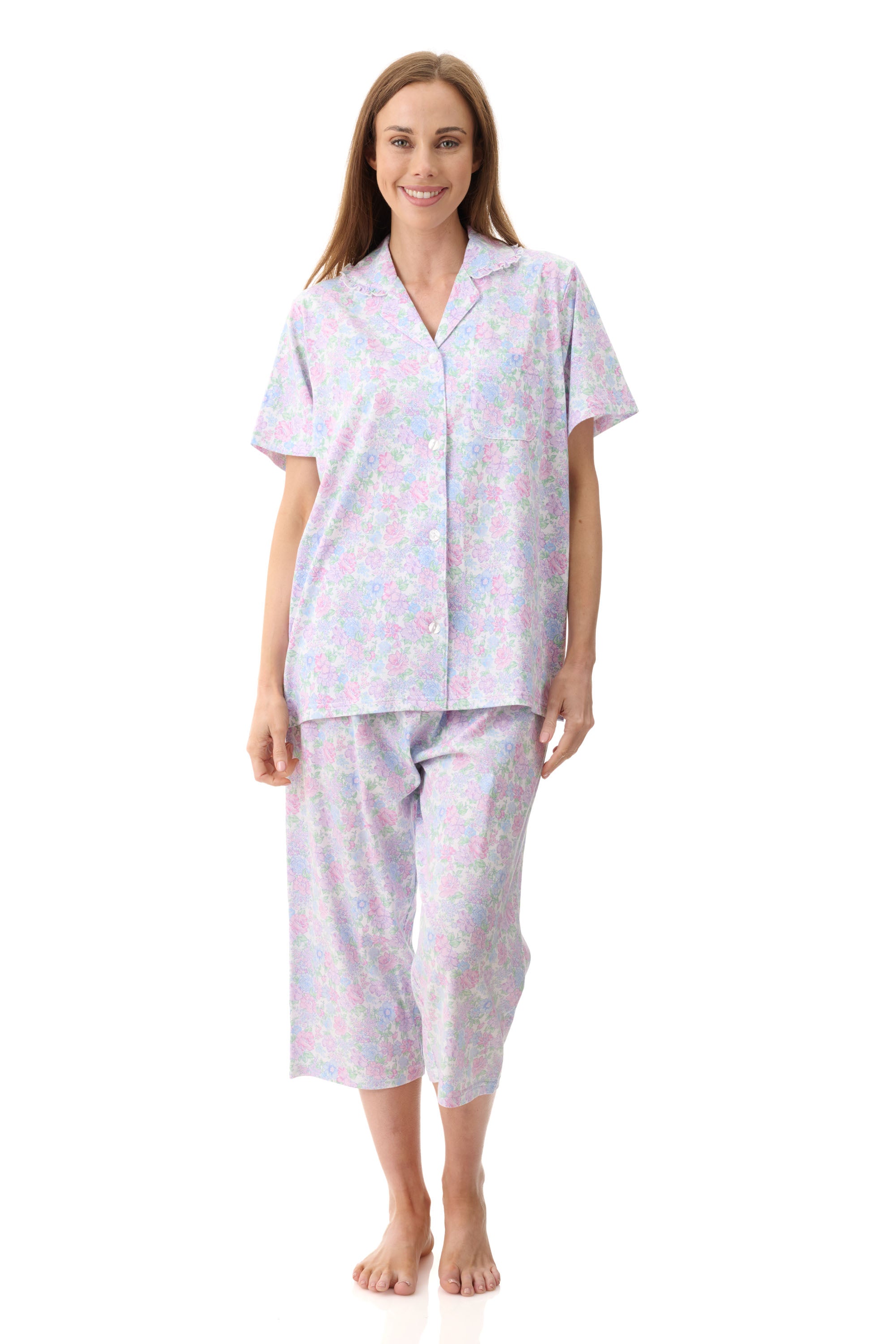 Givoni Molly Cotton Knit Capri Leg Pyjama -Multi(S/M/L)