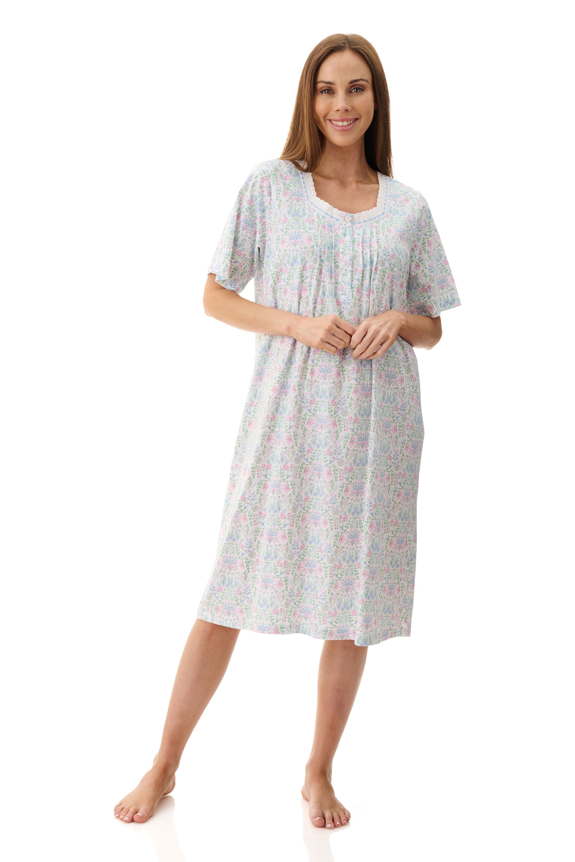 Givoni Ivy Cotton Knit Short Sleeve Short Nightie -Multi