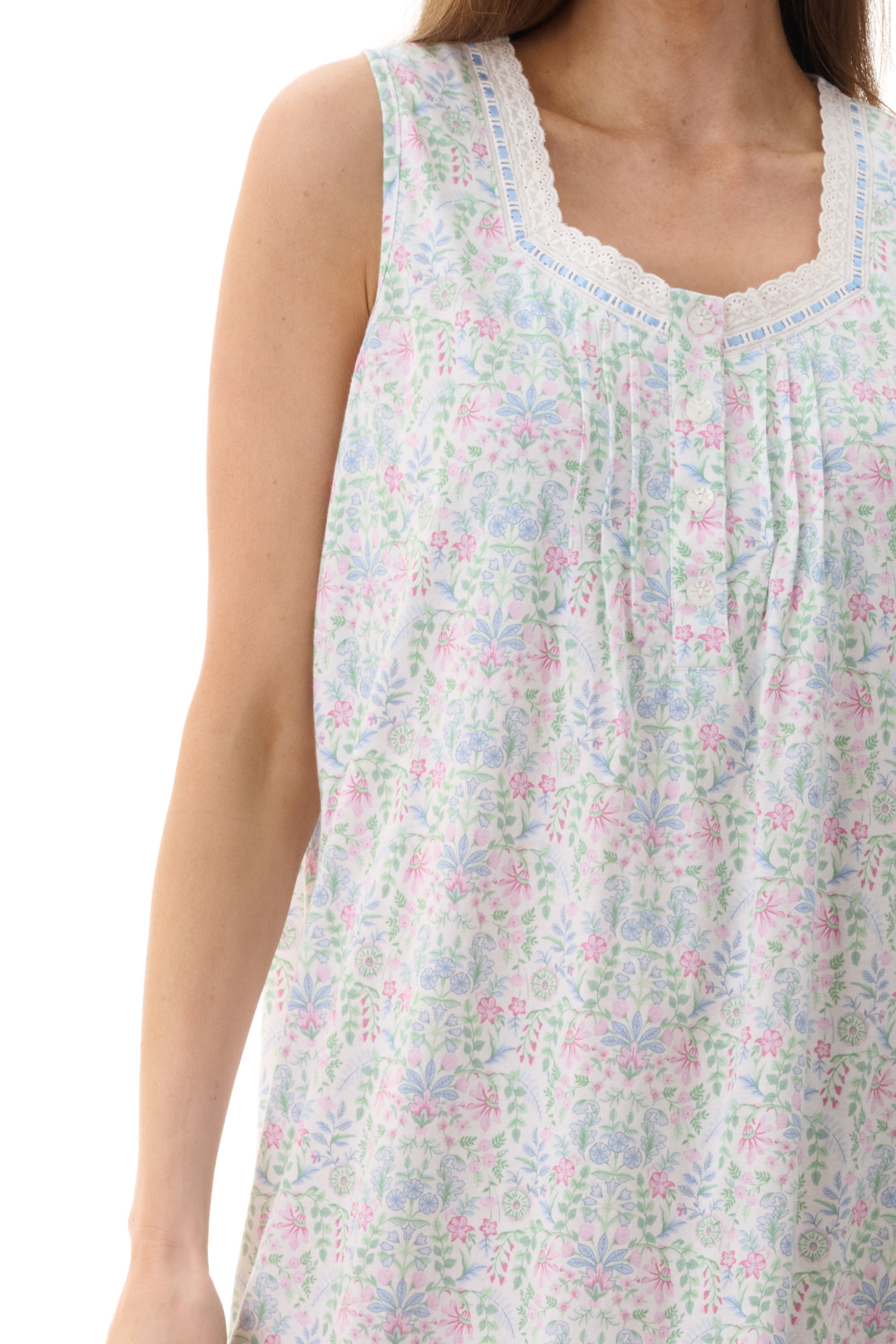 Givoni Ivy Cotton Knit Sleeveless Short Nightie -Multi