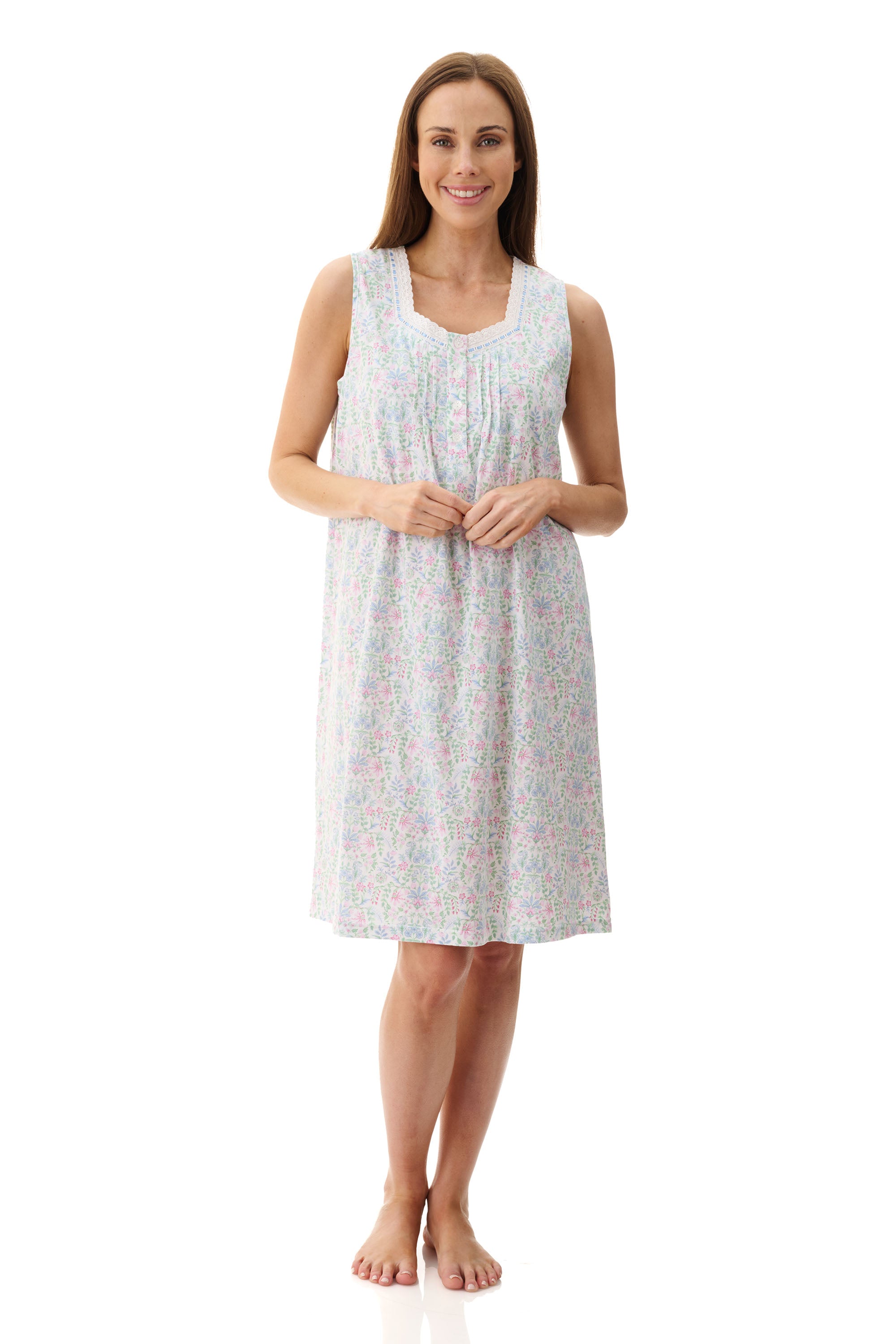 Givoni Ivy Cotton Knit Sleeveless Short Nightie -Multi