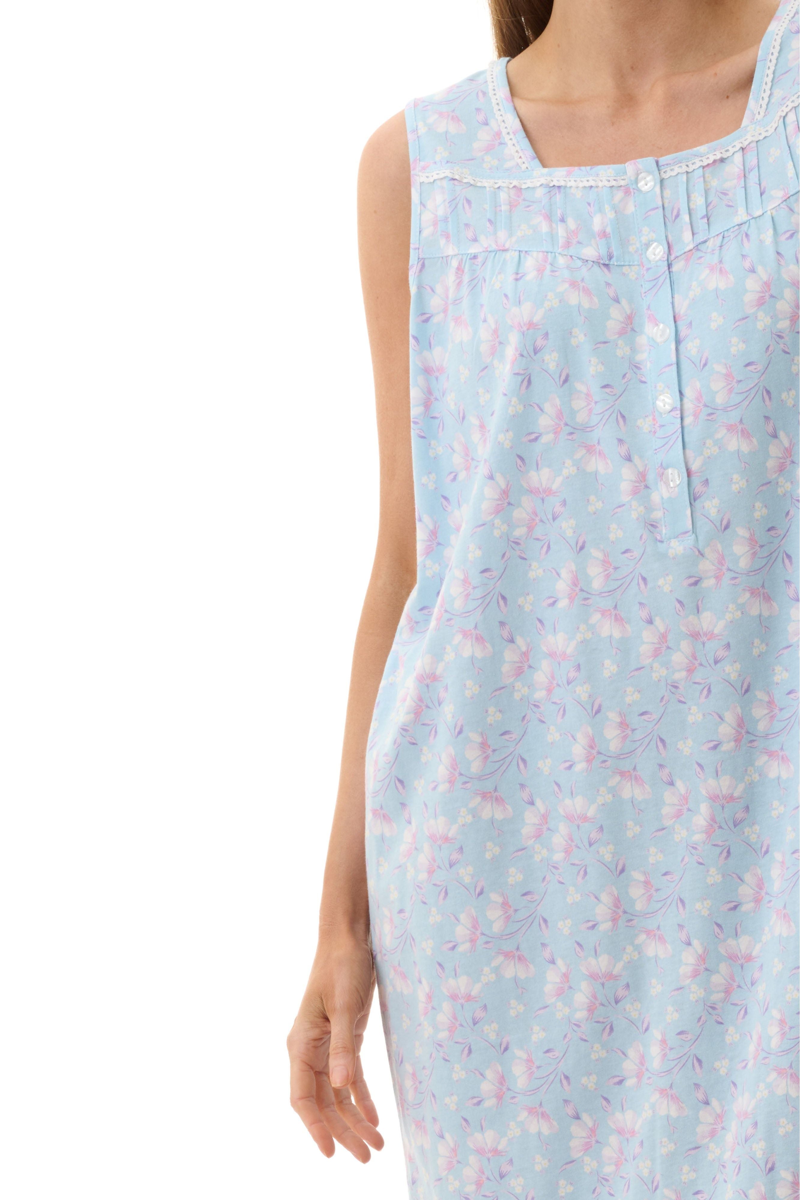 Givoni Val Cotton Knit Sleeveless Short Nightie -Aqua