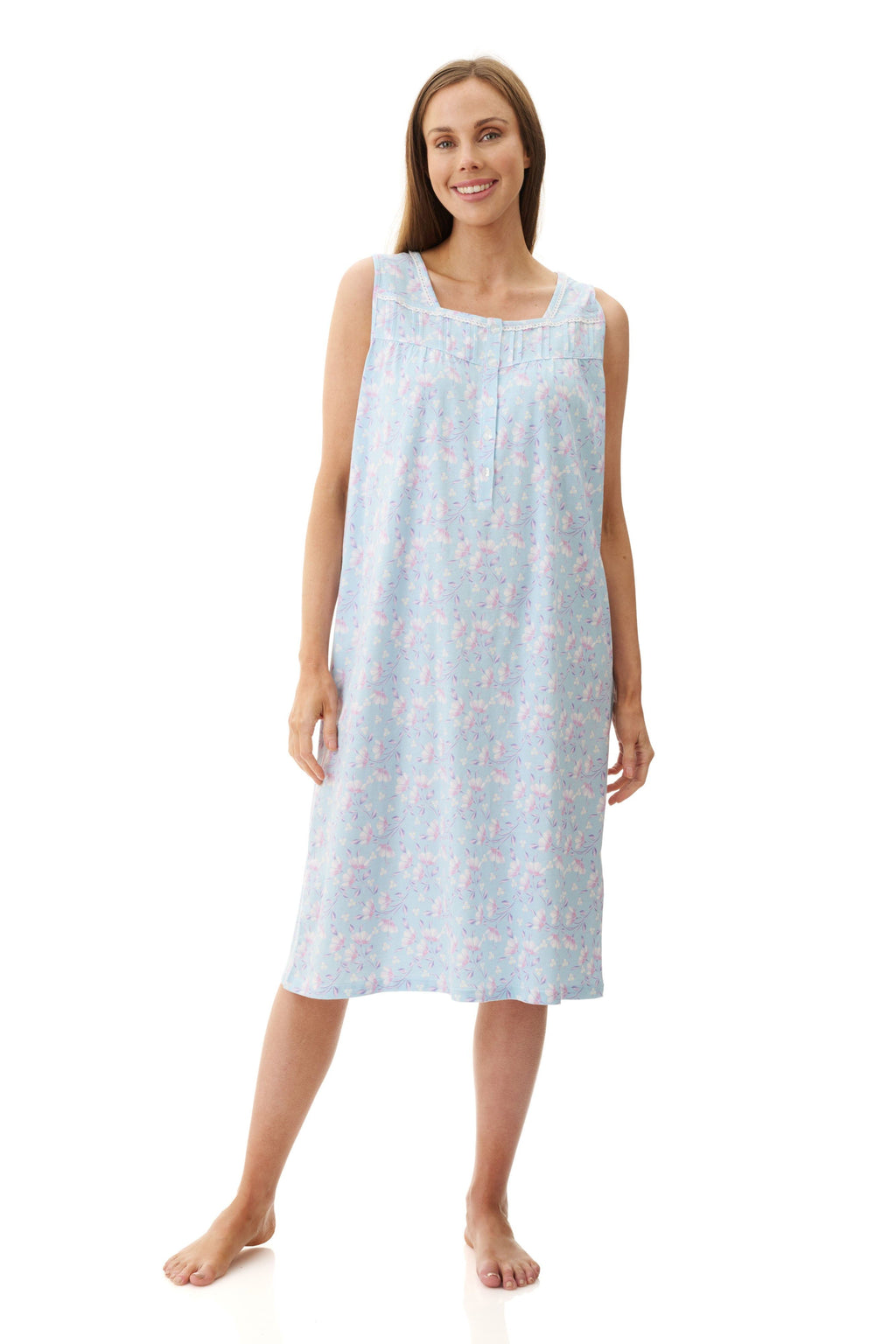 Givoni Val Cotton Knit Sleeveless Short Nightie -Aqua