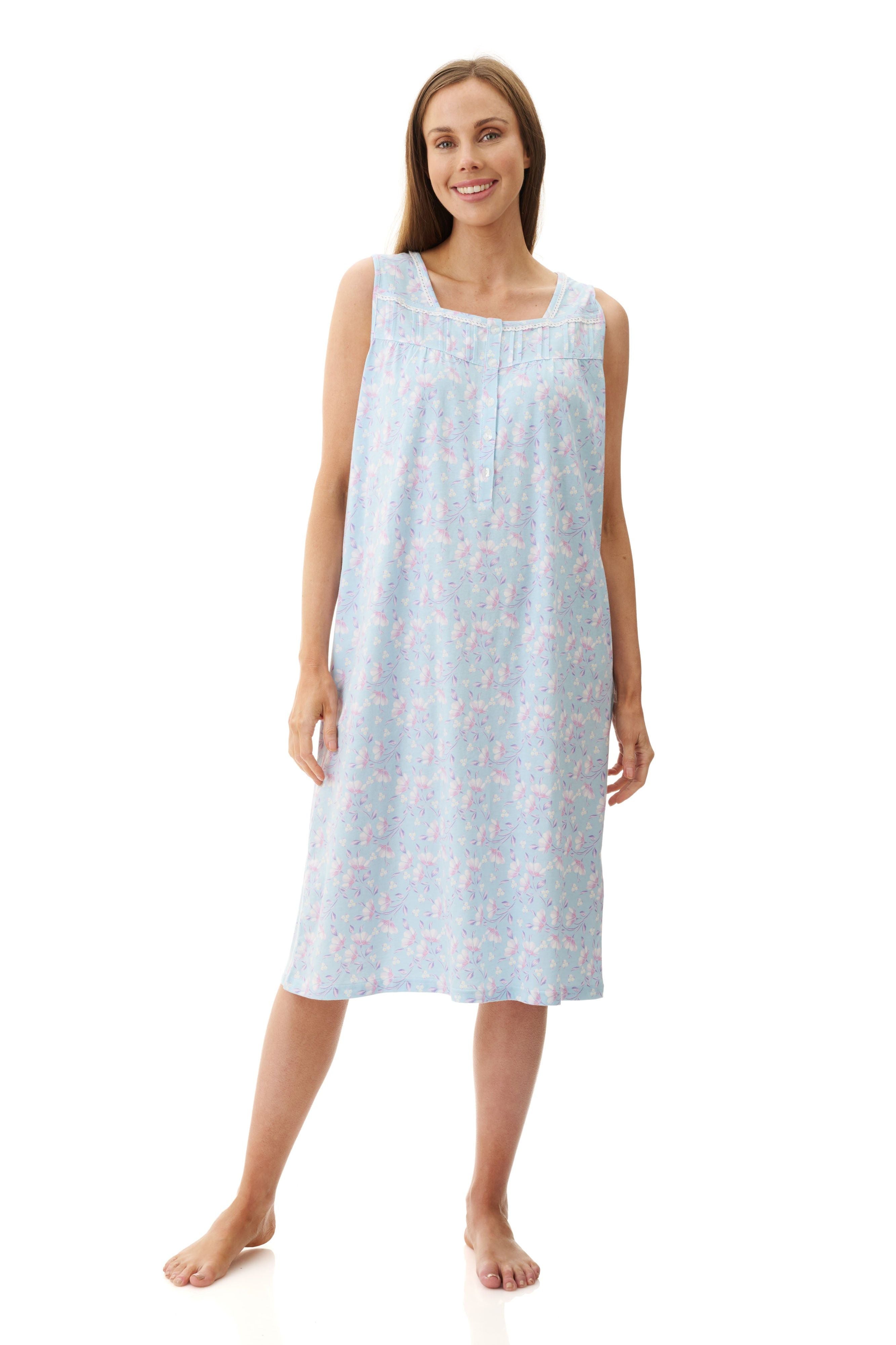 Givoni Val Cotton Knit Sleeveless Short Nightie -Aqua