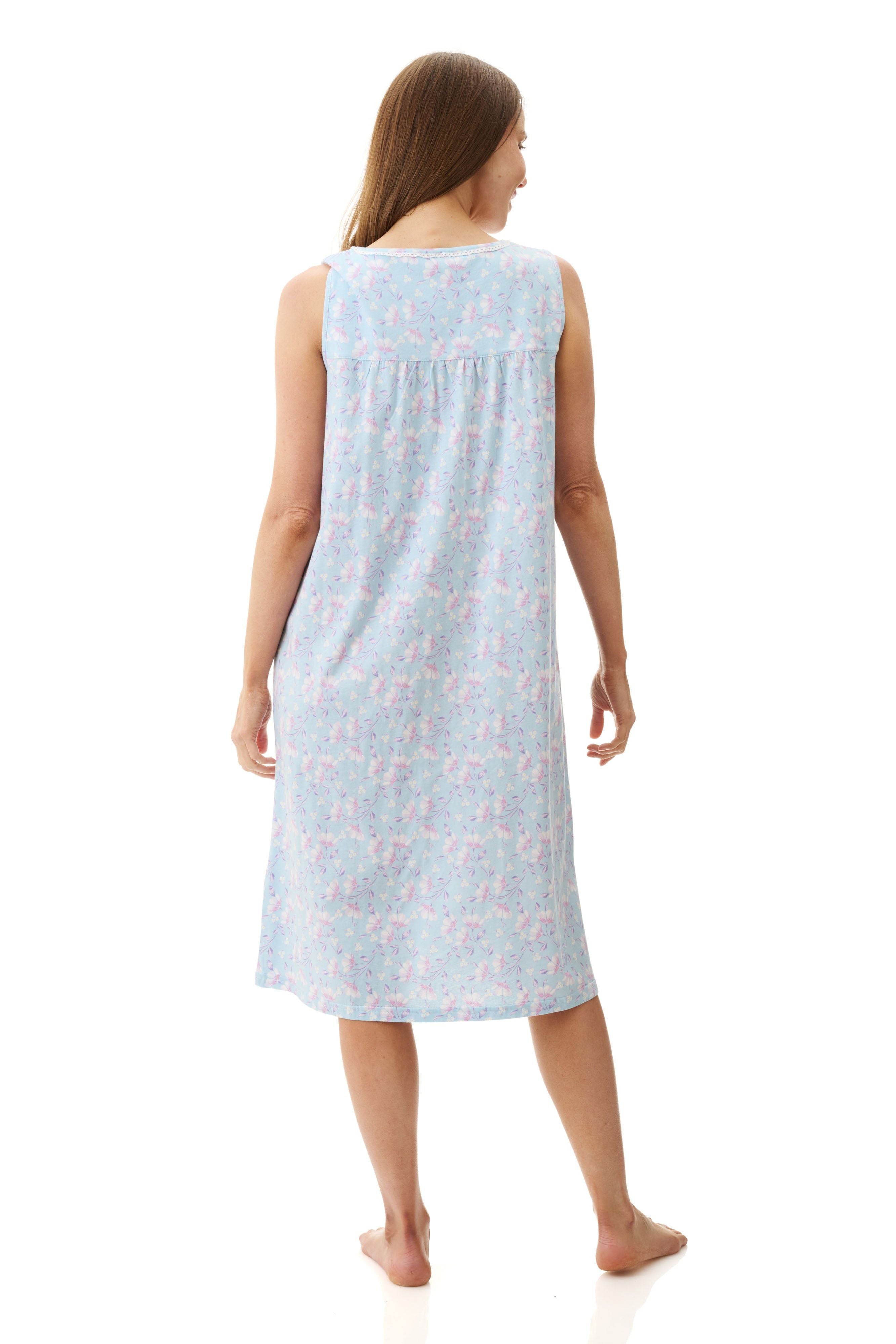 Givoni Val Cotton Knit Sleeveless Short Nightie -Aqua