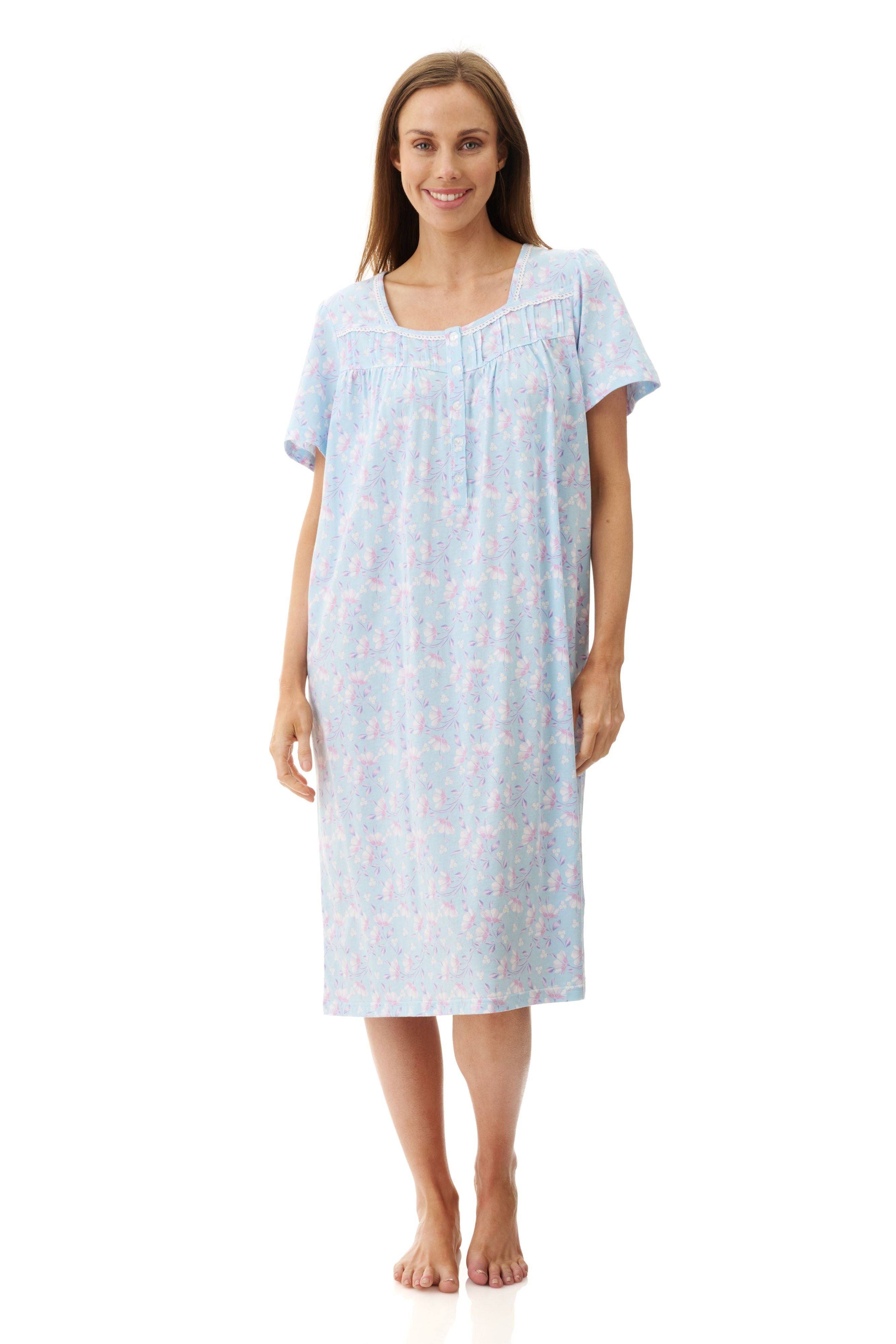 Givoni Val Cotton Knit Short Sleeve Short Nightie -Aqua