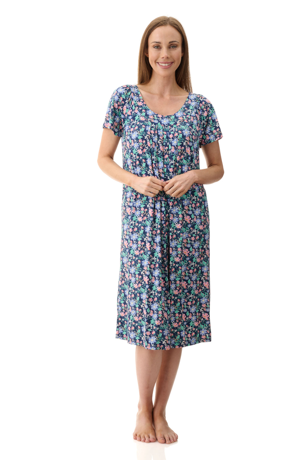 Givoni Tammy Stretch Nylon Short Sleeve Nightie -Navy(M/XL/2X)