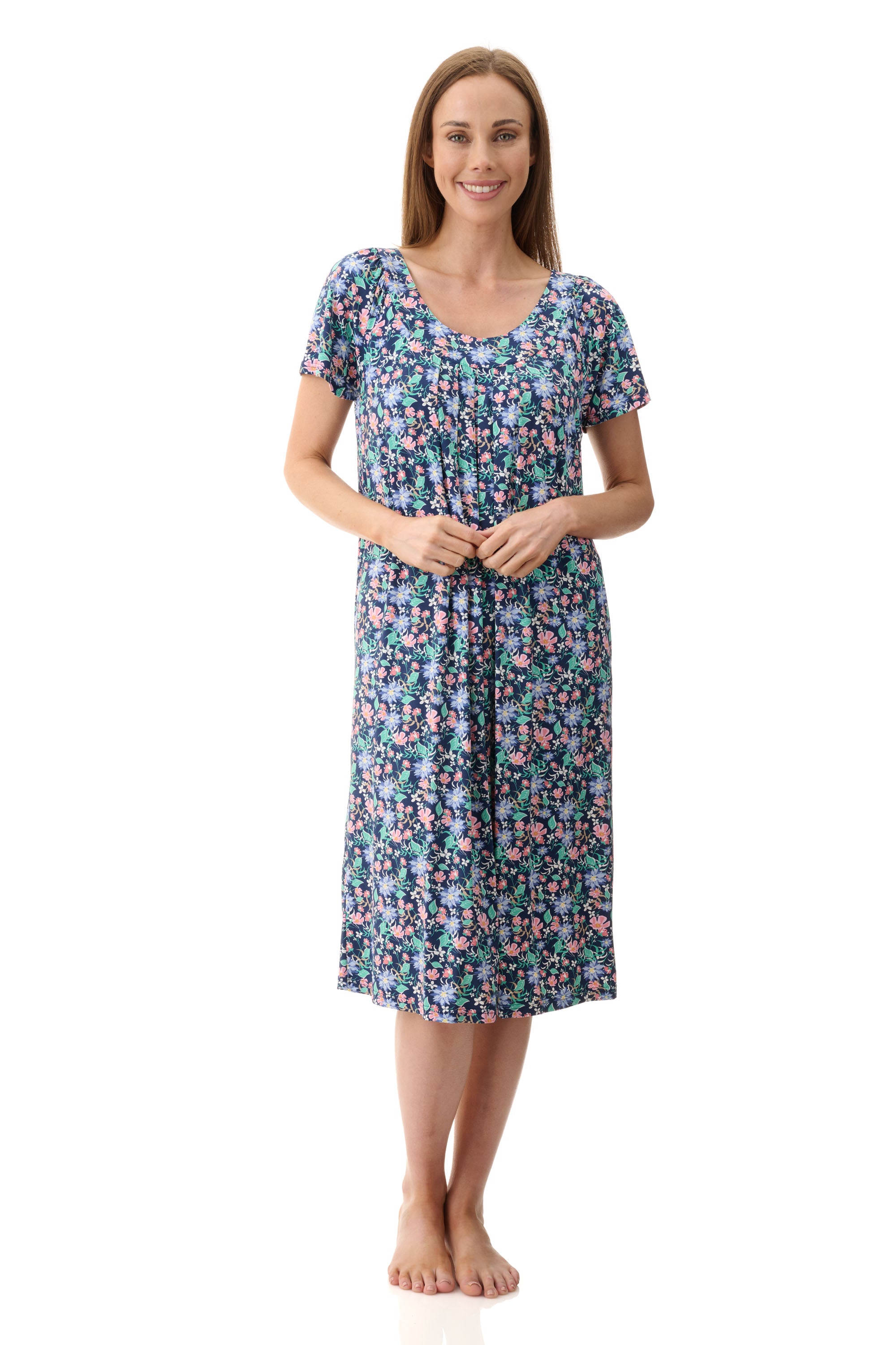 Givoni Tammy Stretch Nylon Short Sleeve Nightie -Navy(M/XL/2X)