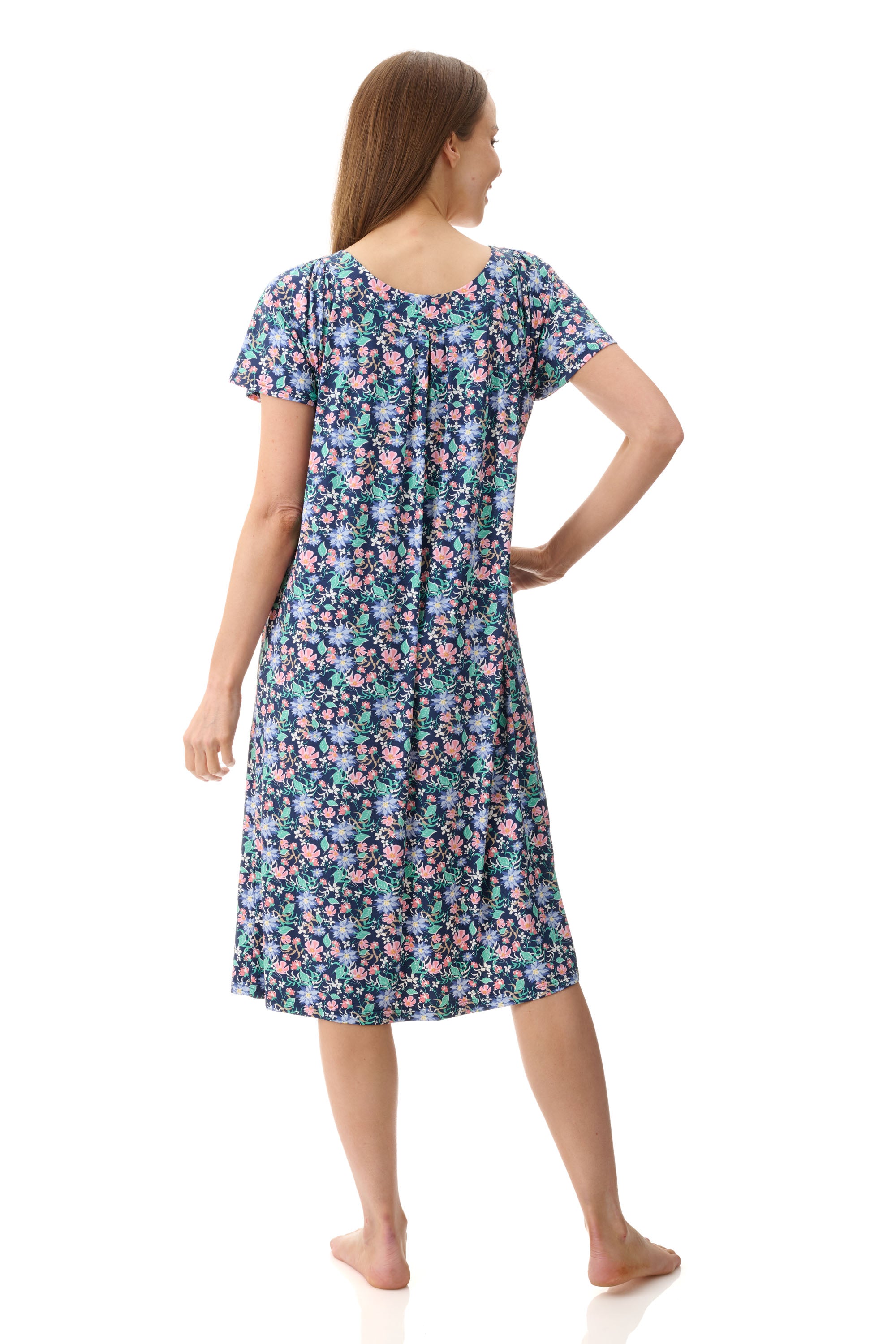 Givoni Tammy Stretch Nylon Short Sleeve Nightie -Navy(M/XL/2X)