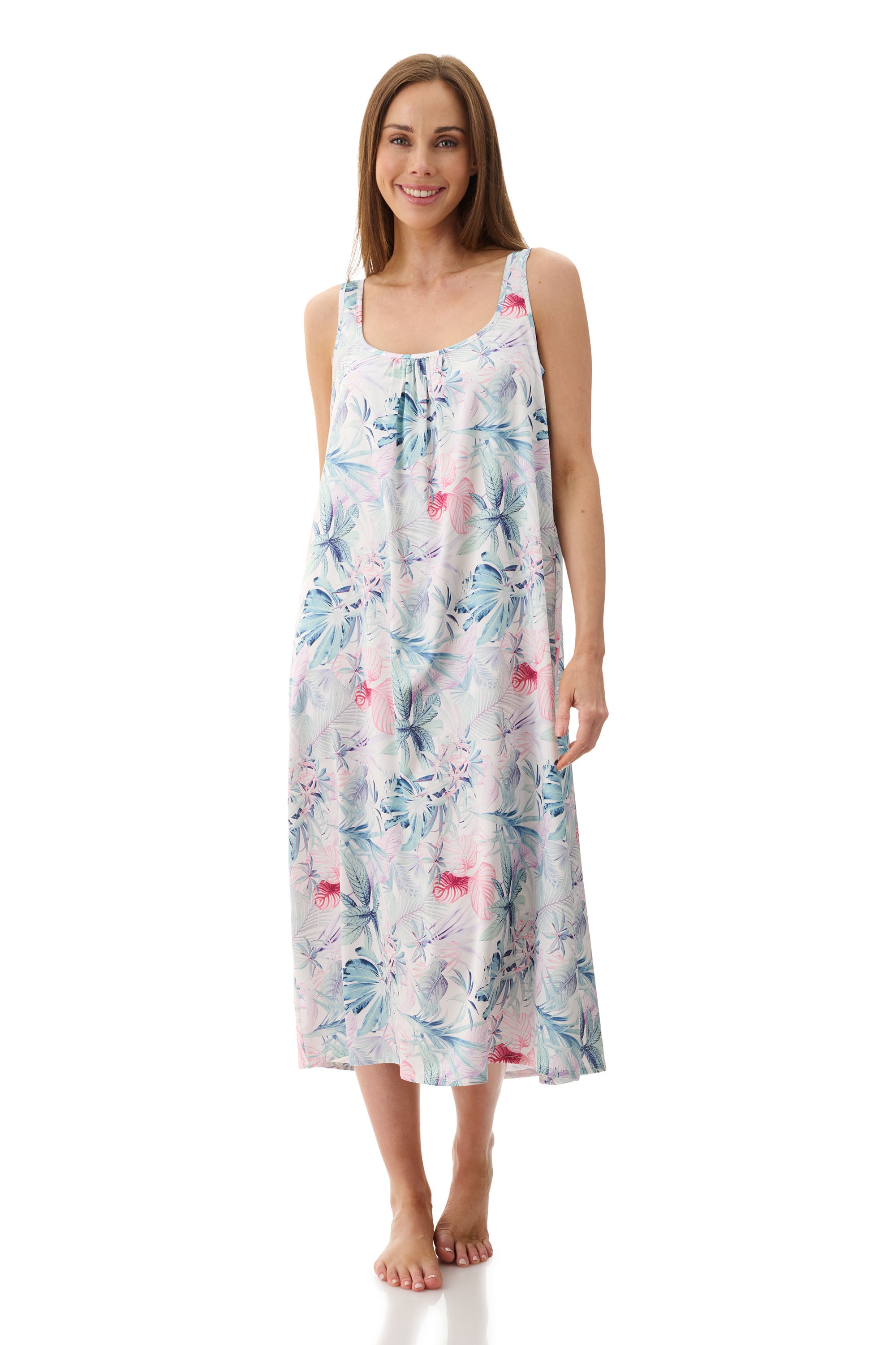 Givoni Tanya Polyester Satin Mid Nightie -Multi