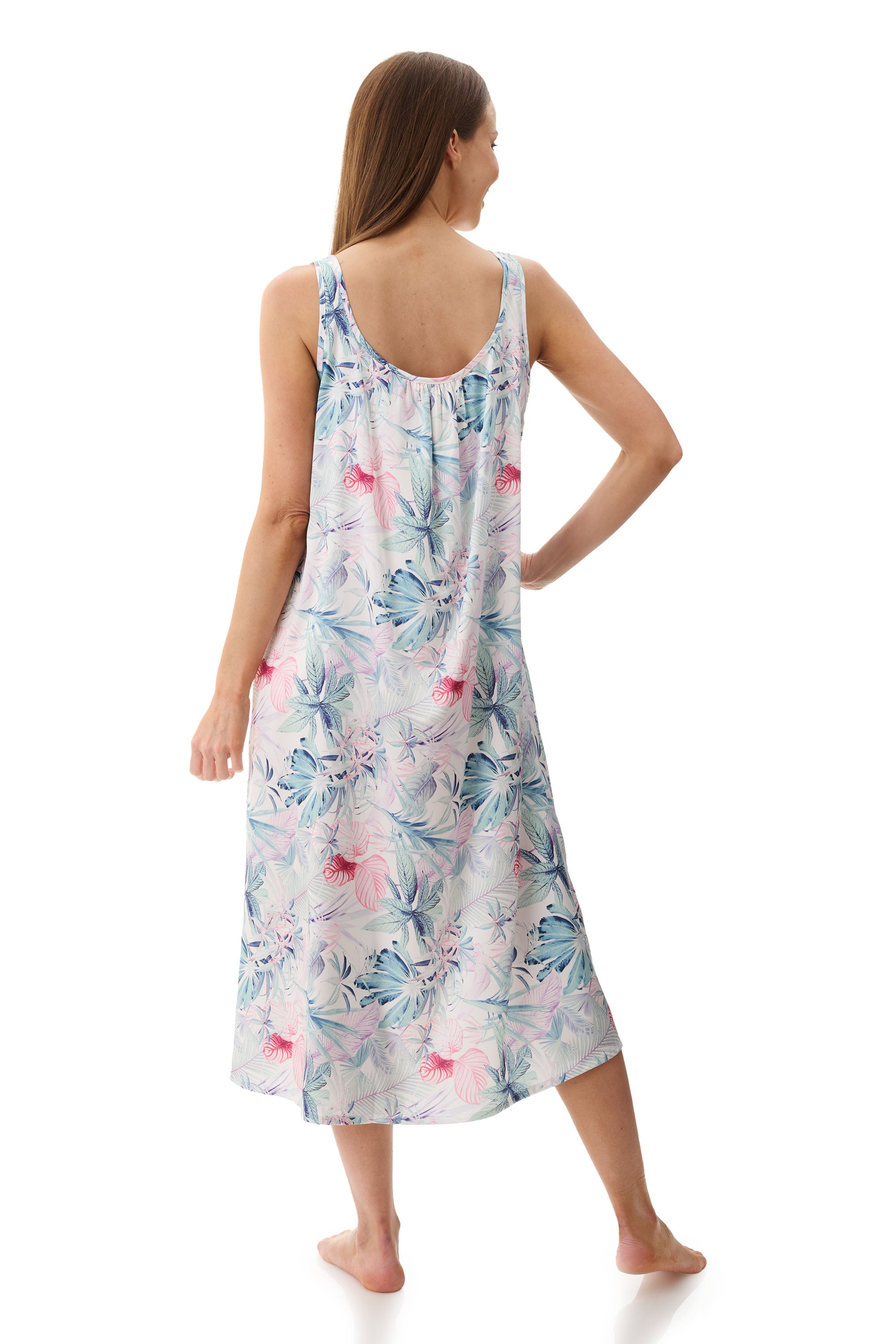 Givoni Tanya Polyester Satin Mid Nightie -Multi