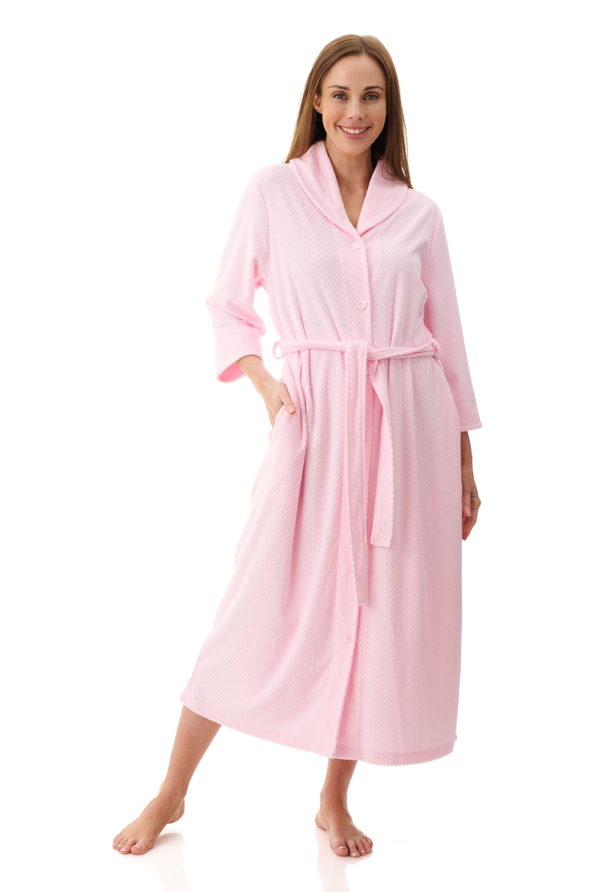 Givoni Cotton/Polyester Button Gown -Pink