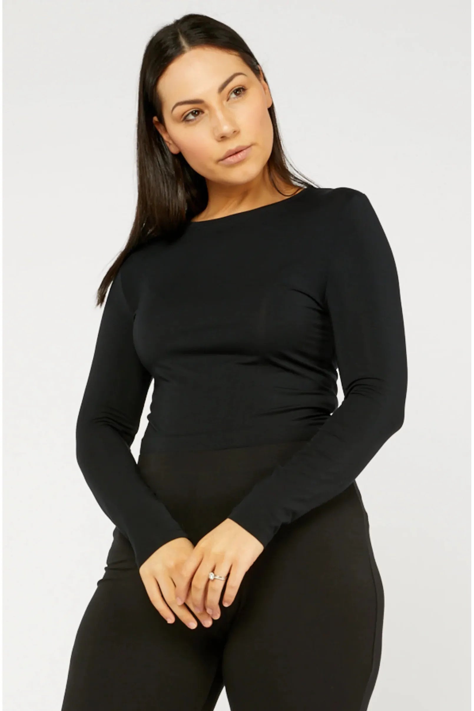 Tani Modal Bodyfit High Neck Top -Black