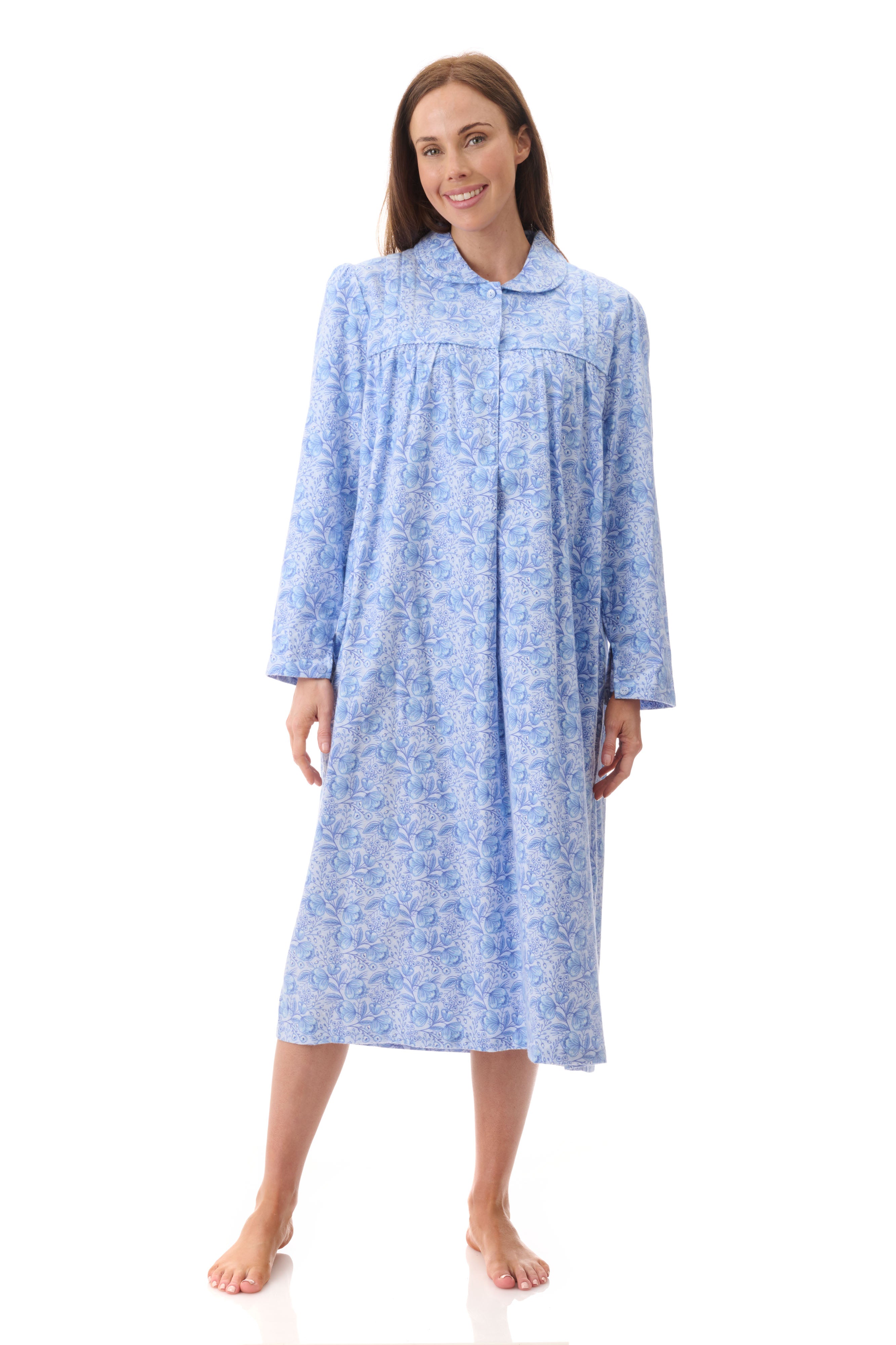 Givoni Kora Flannelette Mid Nightie -Blue(L Only)