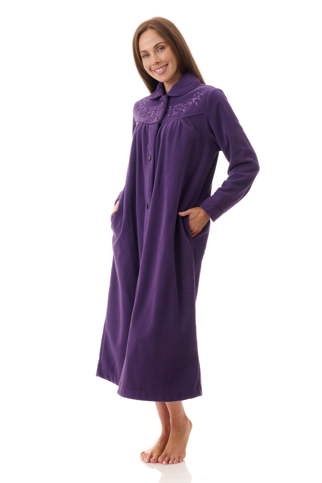 Givoni Mid Length Polyester Button Gown -Eggplant(M Only)