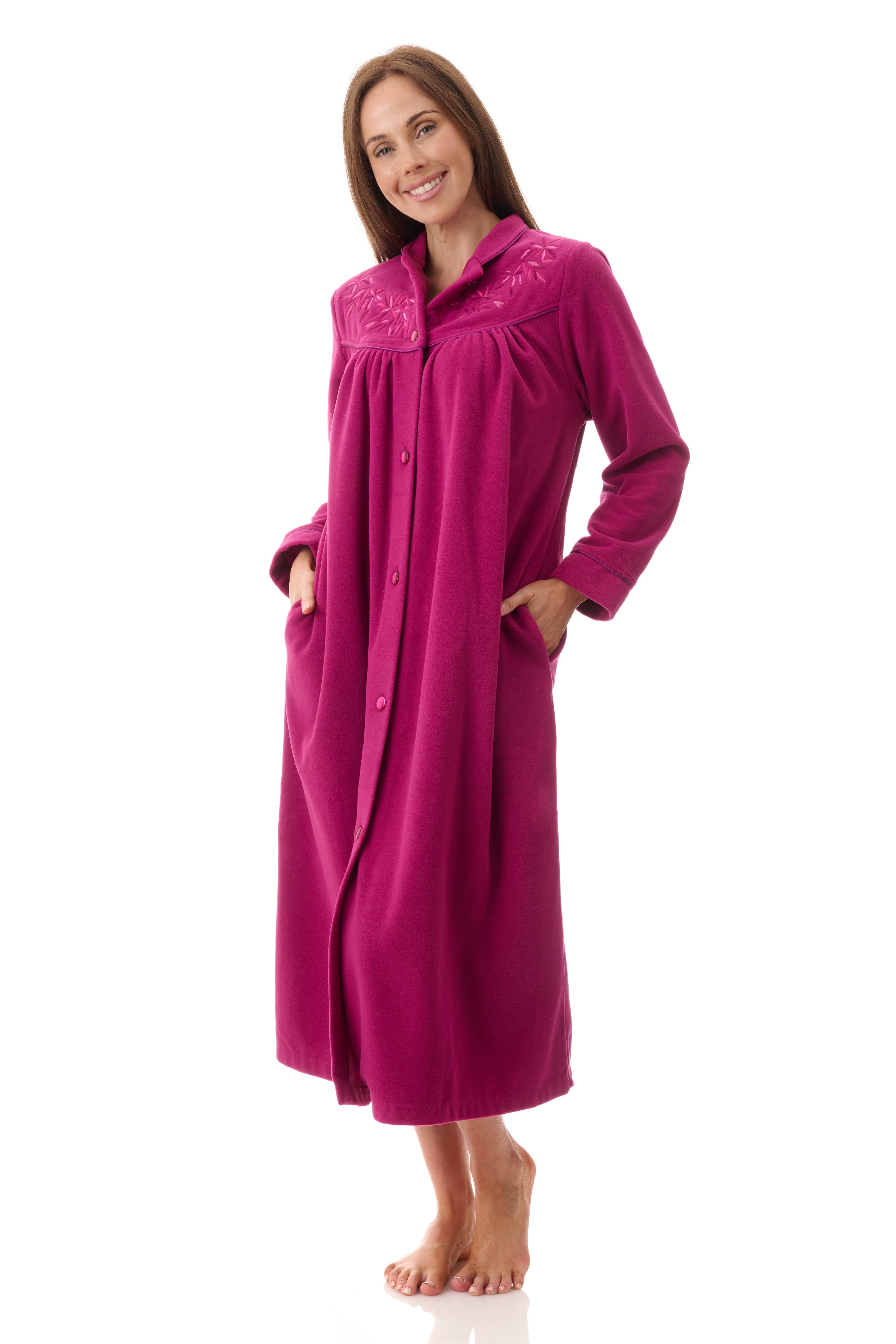 Givoni Mid Length Polyester Button Gown -Grape(M & L)