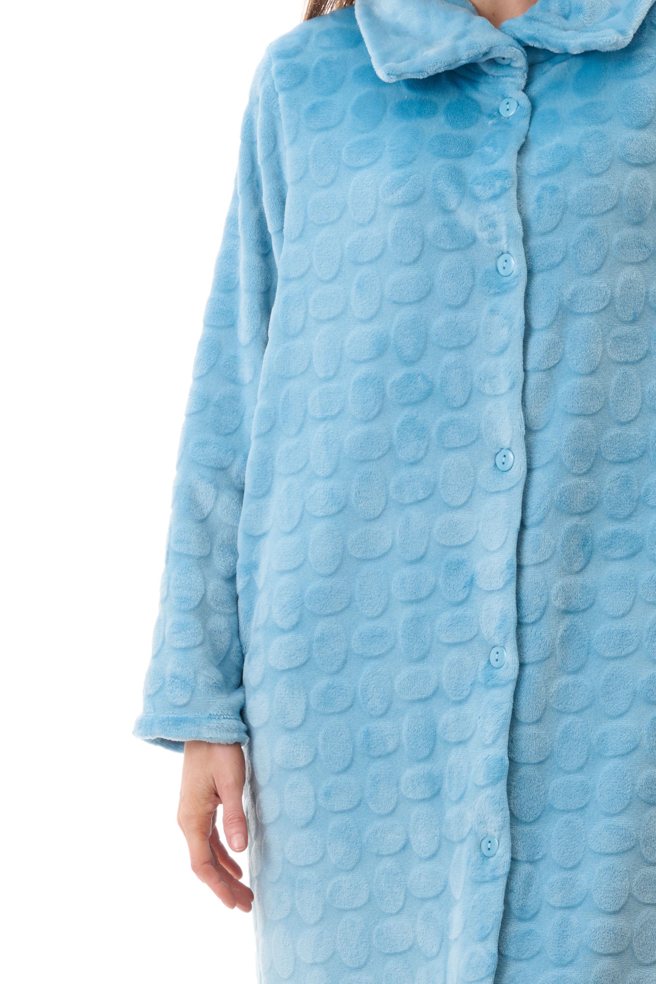 Givoni Mid Length Polyester Button Gown -Aqua