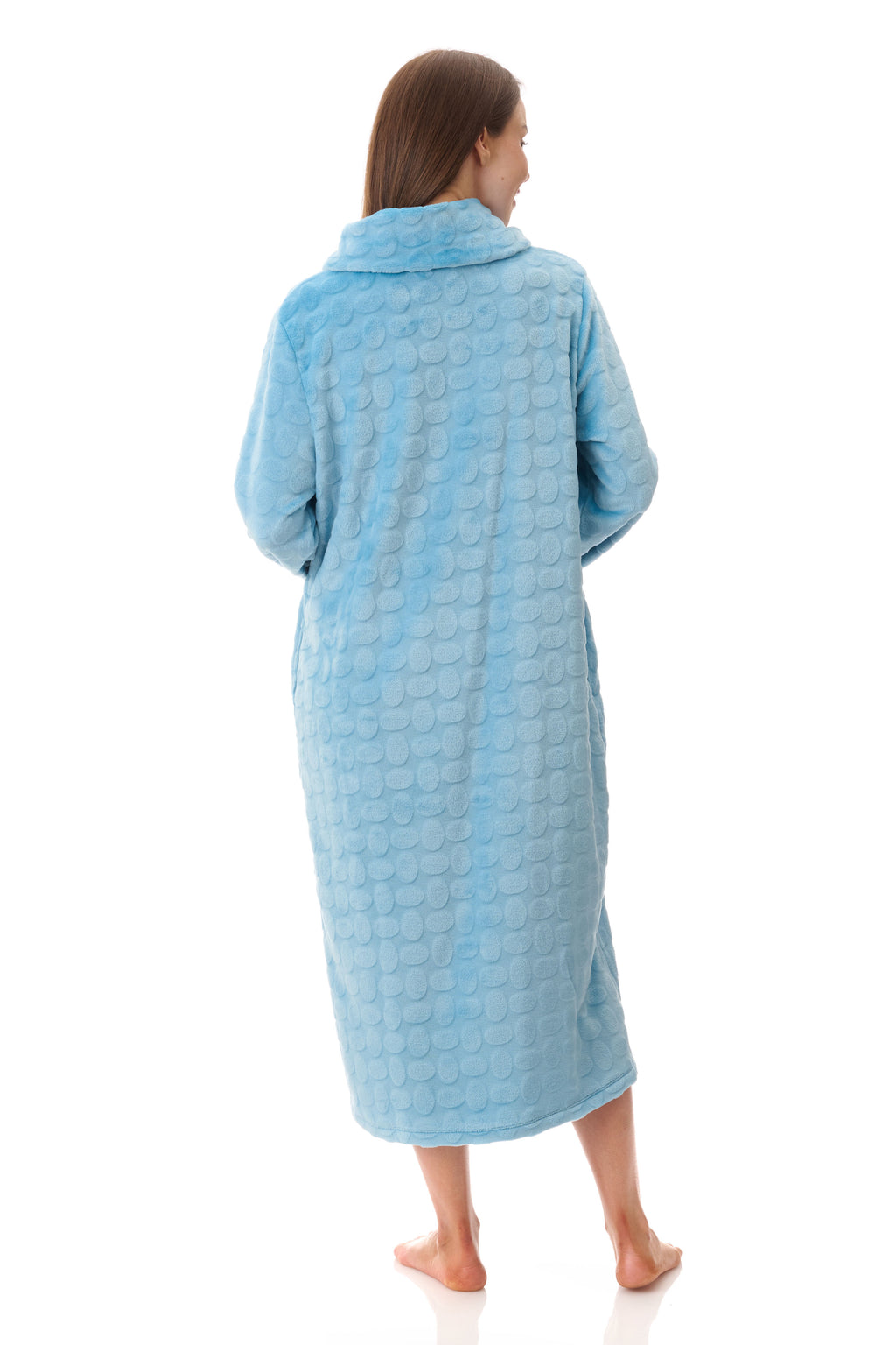 Givoni Mid Length Polyester Button Gown -Aqua