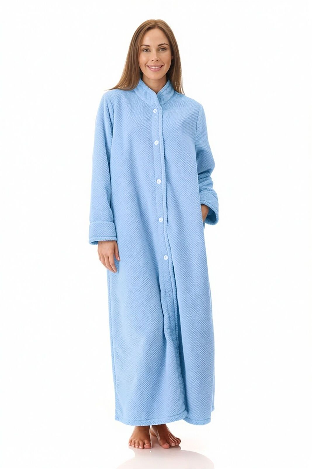Givoni Long Length Polyester Button Gown -Cornflower(XL Only)
