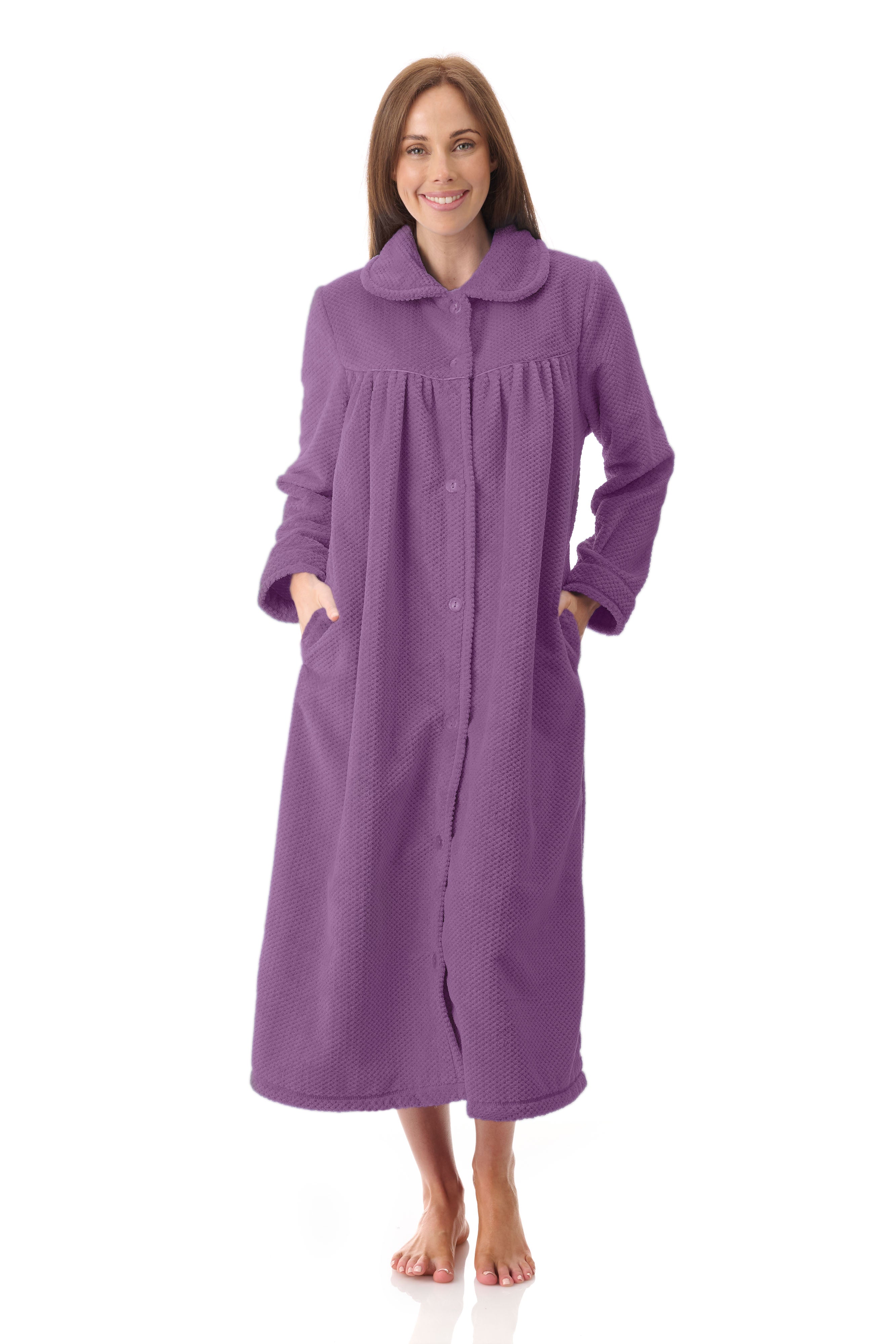 Givoni Mid Length Polyester Button Gown -Mulberry(M & L)