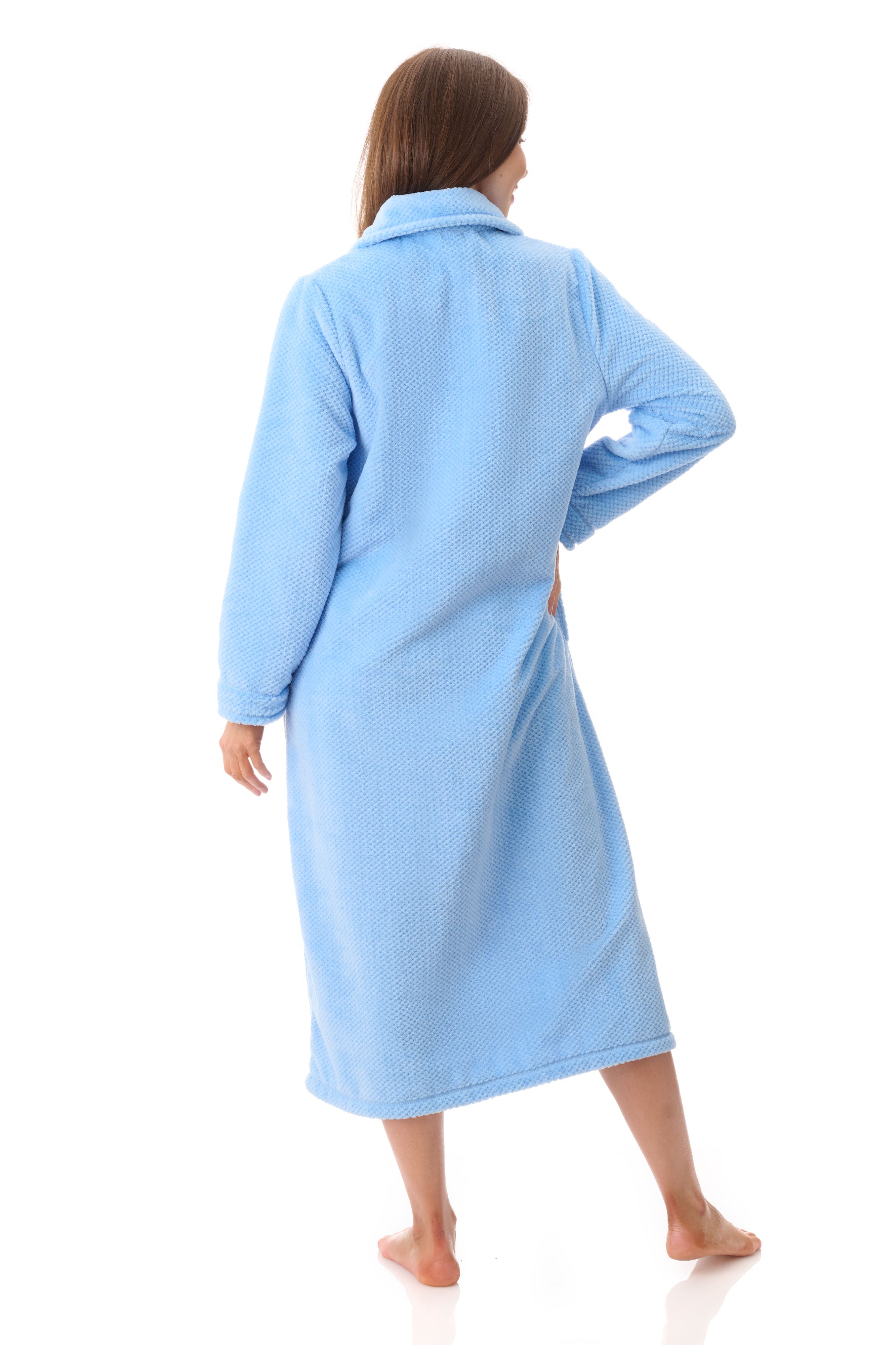 Givoni Mid Length Polyester Button Gown -Cornflower(S/M/XL)