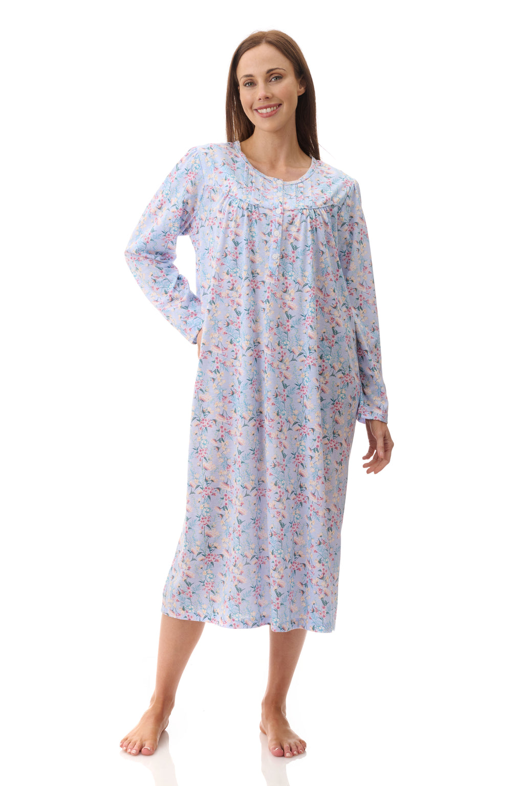 Givoni Brooke Poly/Cotton Mid Nightie -Blue(L & XL)