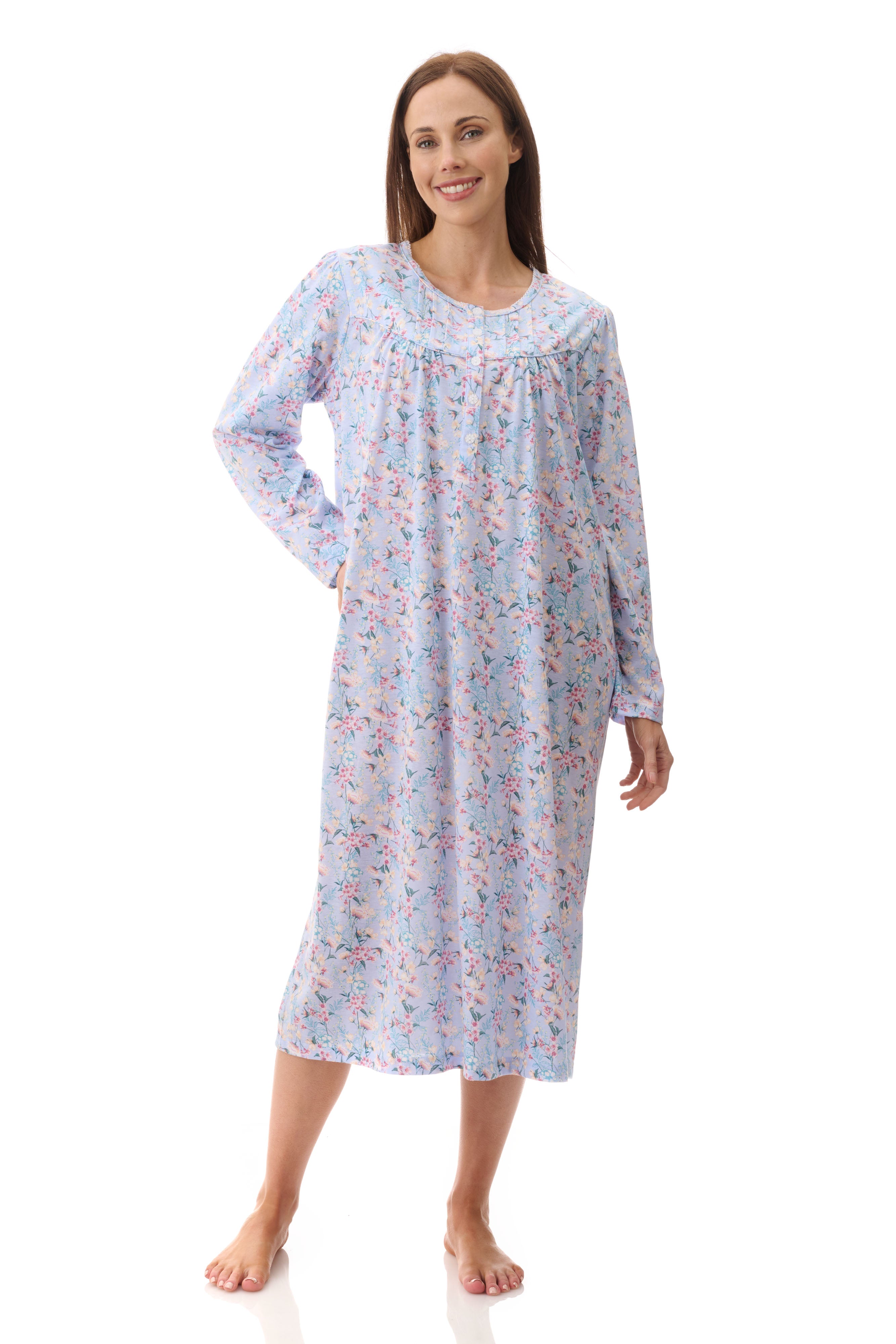 Givoni Brooke Poly/Cotton Mid Nightie -Blue(L & XL)