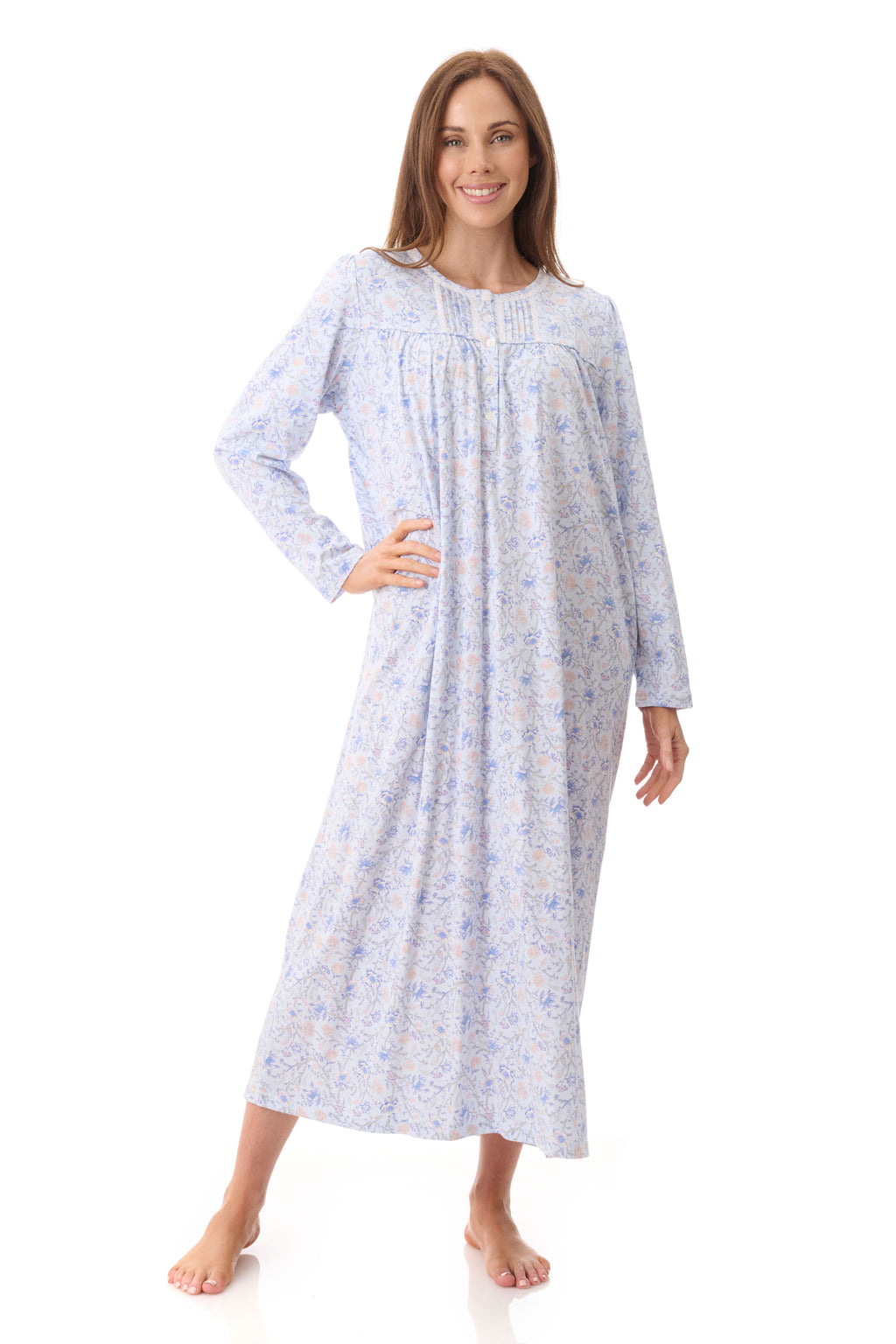 Givoni Poppy Cotton Knit Long Nightie -Blue(XL Only)